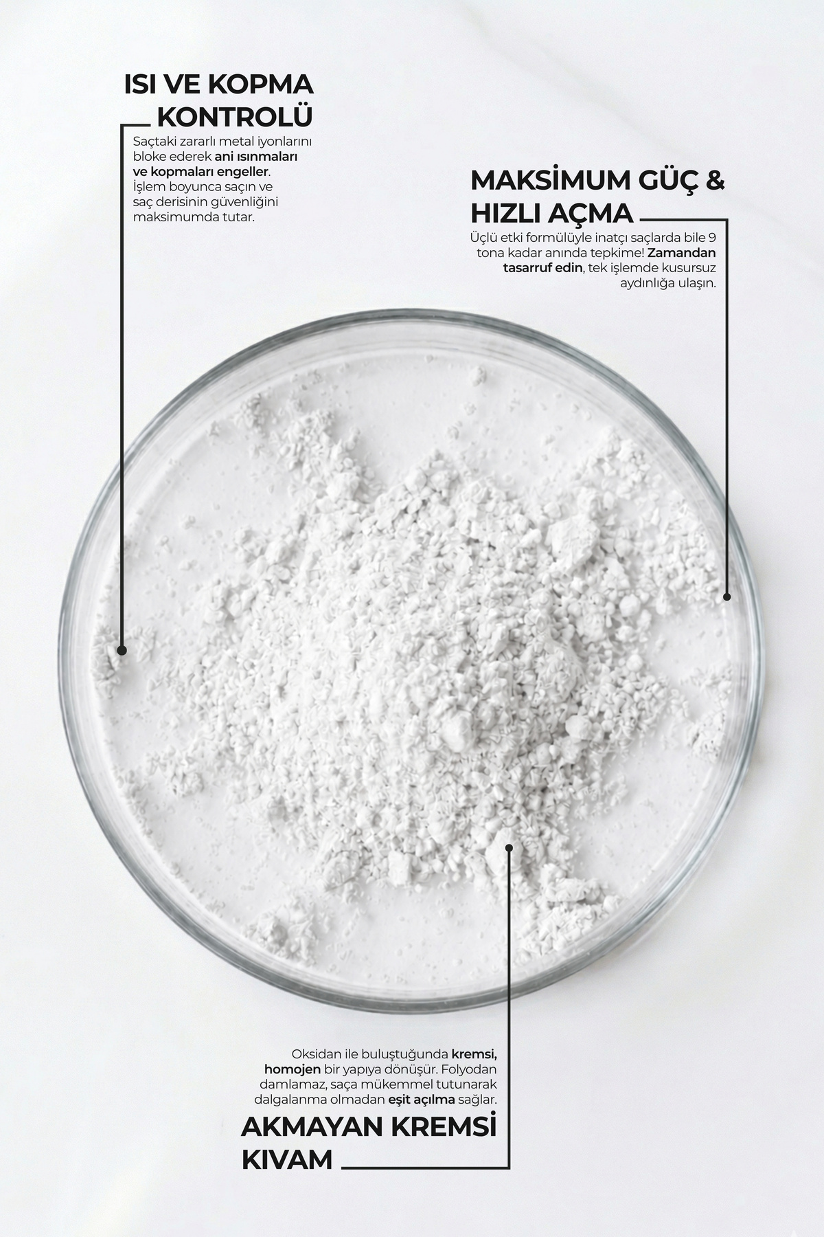 Saç Açıcı Toz (White-Beyaz) Yüksek Performanslı 9 Ton Açma - 500 gr — HML-W — تصویر 2 از 4