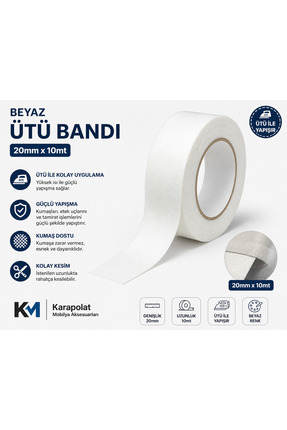 KARAPOLAT Mat Beyaz Melamin Tutkallı Kenar Bandı 20 mm x 10 Metre