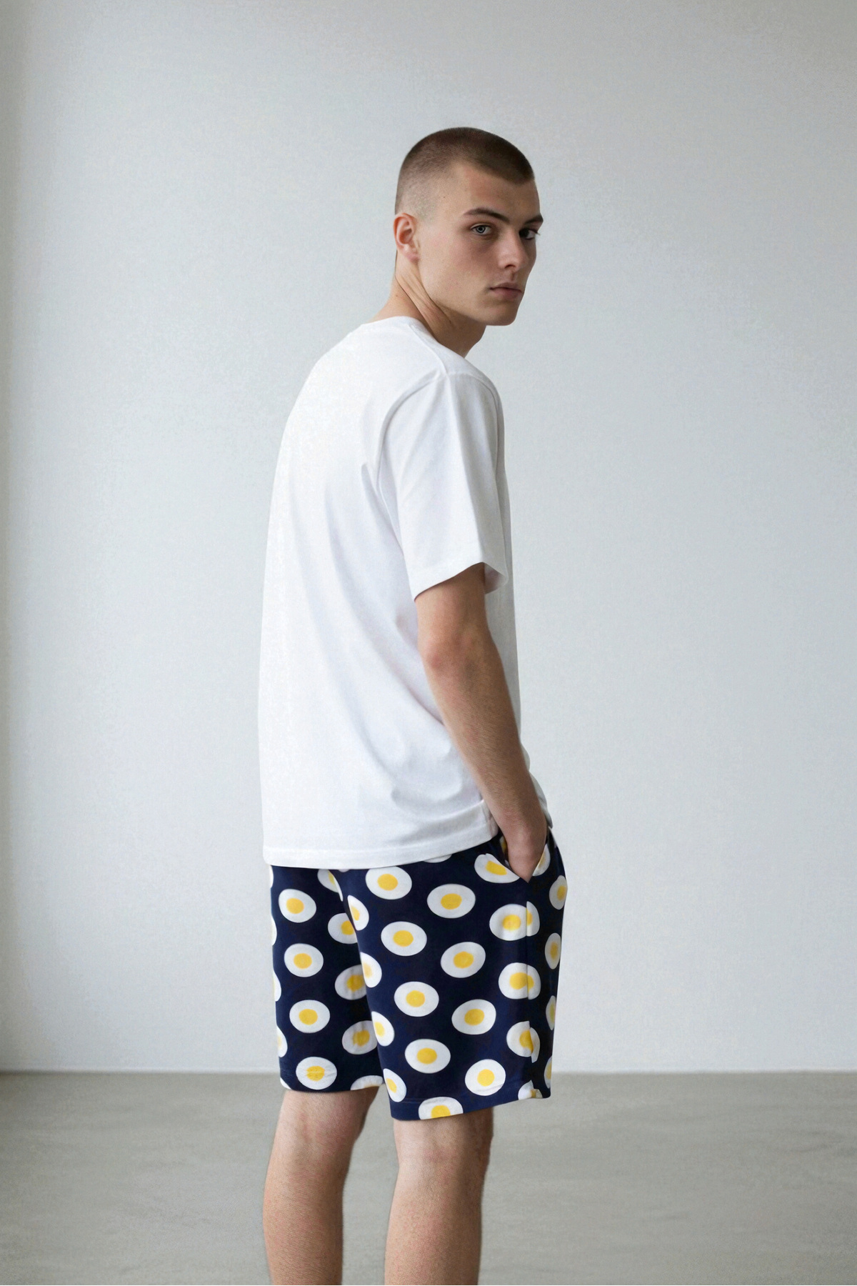 koza iç giyim Erkek Pamuklu Baskılı Cepli Şortlu Pijama Takımı görsel 6