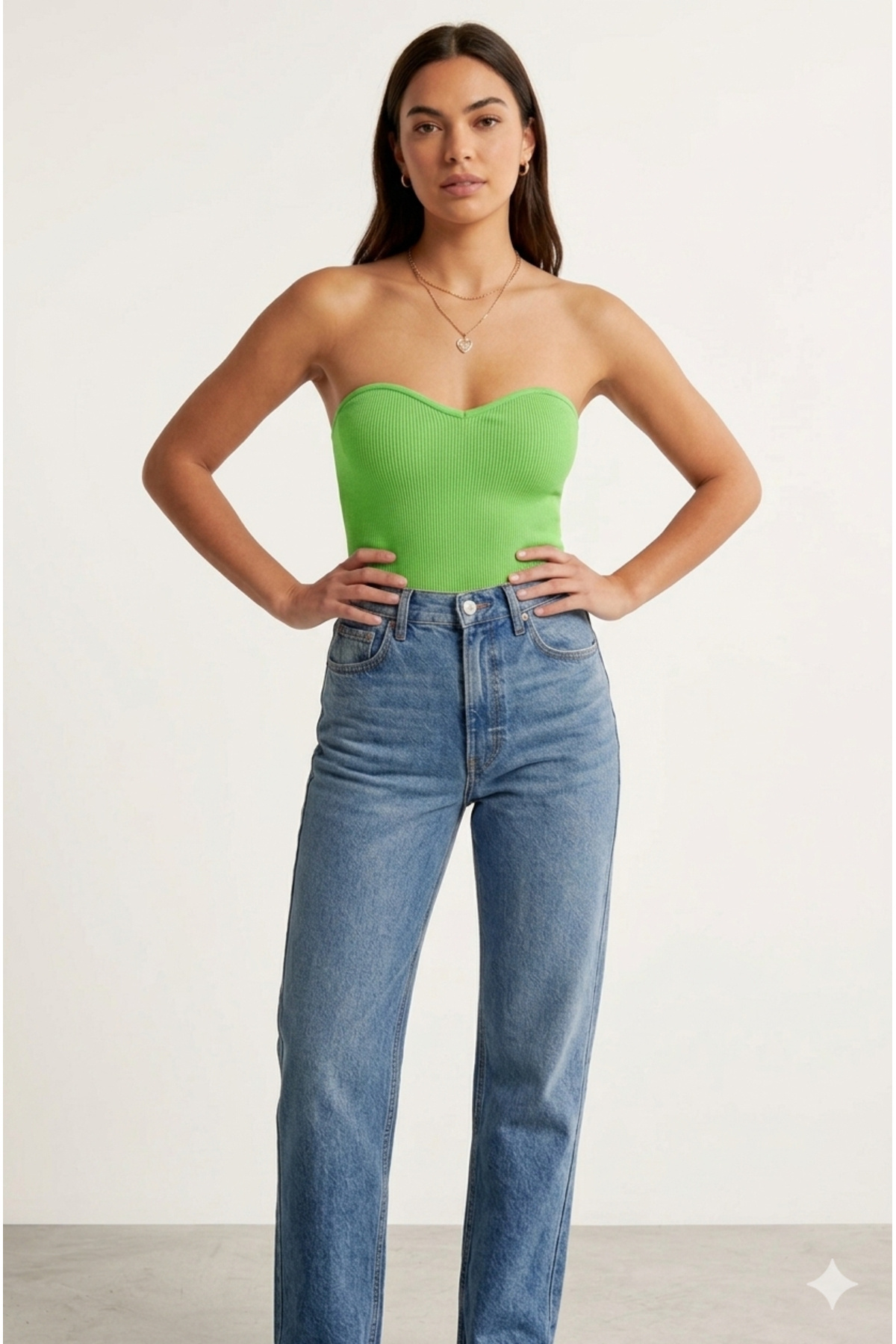 KİM Kİ O Kadın Yeşil Renkli Straplez Crop görsel 6