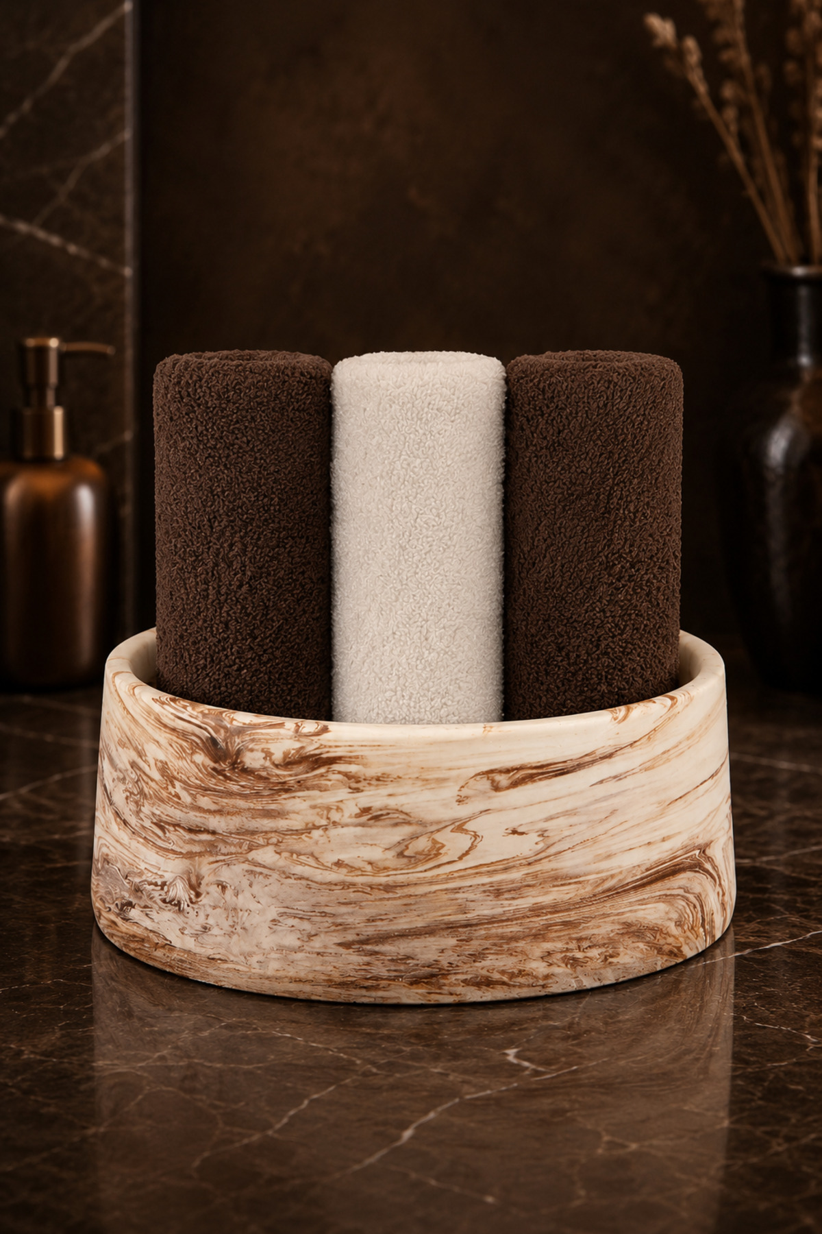 Marble Patterned Concrete Towel Rack Bathroom Toilet Multi-Purpose Organizer Plate 20 Cm