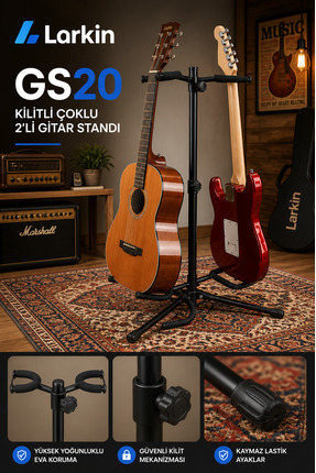 Larkin GS20 Kilitli Çoklu 2li (İkili) Ukulele Saz Akustik Klasik Elektro Gita...