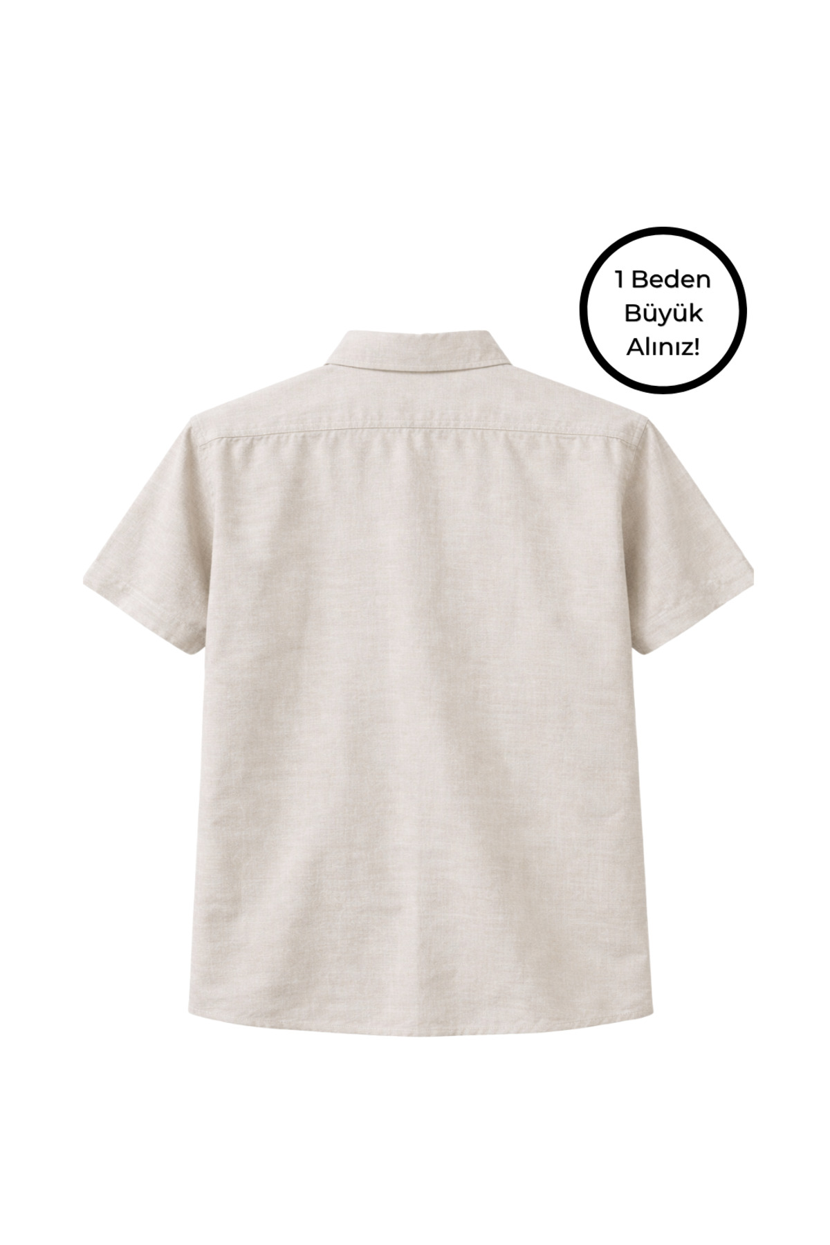 BattalModa Erkek Büyük Beden Bej Çift Cepli Kısa Kollu Gömlek 3XL-4XL-5XL-6XL-7XL-8XL görsel 5