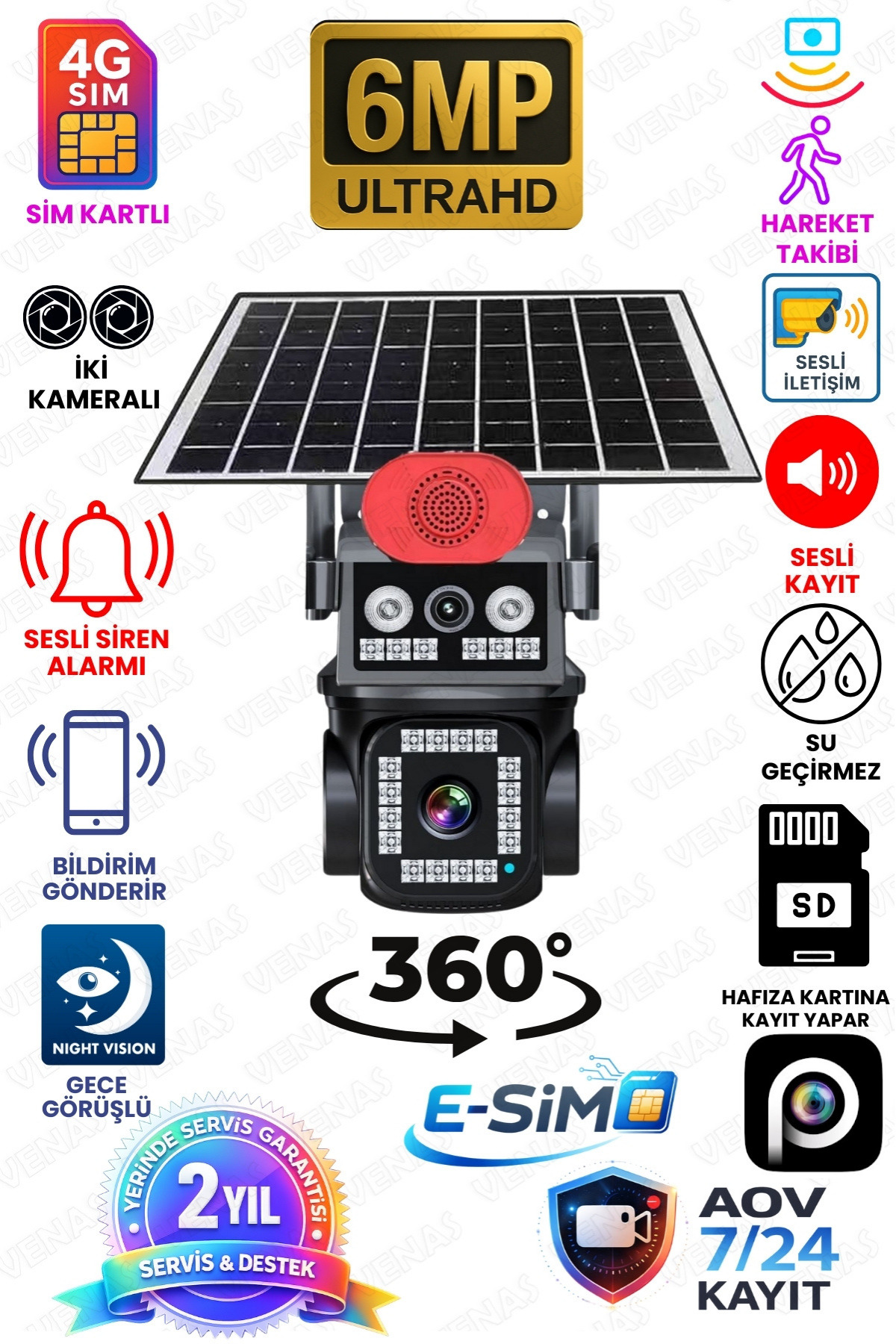 24/7 Recordable Night Vision Solar Panel Security Camera with 2 Cameras