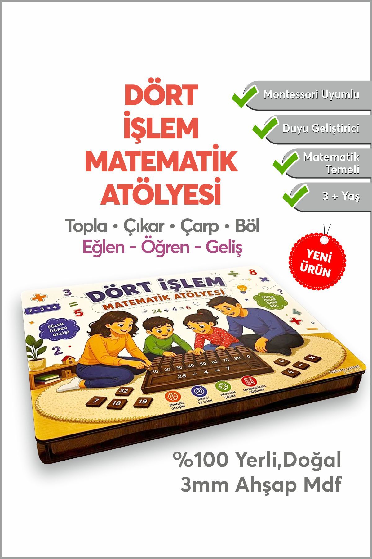 NATURA WOOD EĞİTİM SERİSİ Dört İşlem Matematik Atölyesi