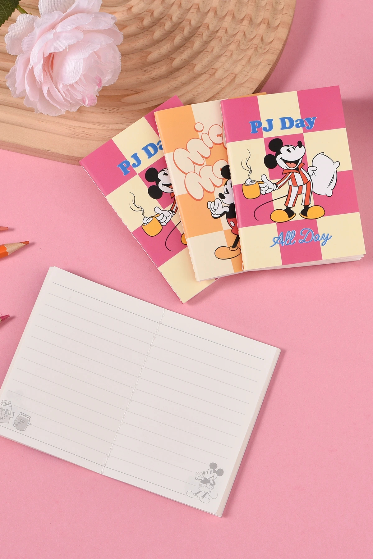 Miniso Disney Lisanslı Mickey Mouse Yemek Serisi 4'lü Set Çizgili
