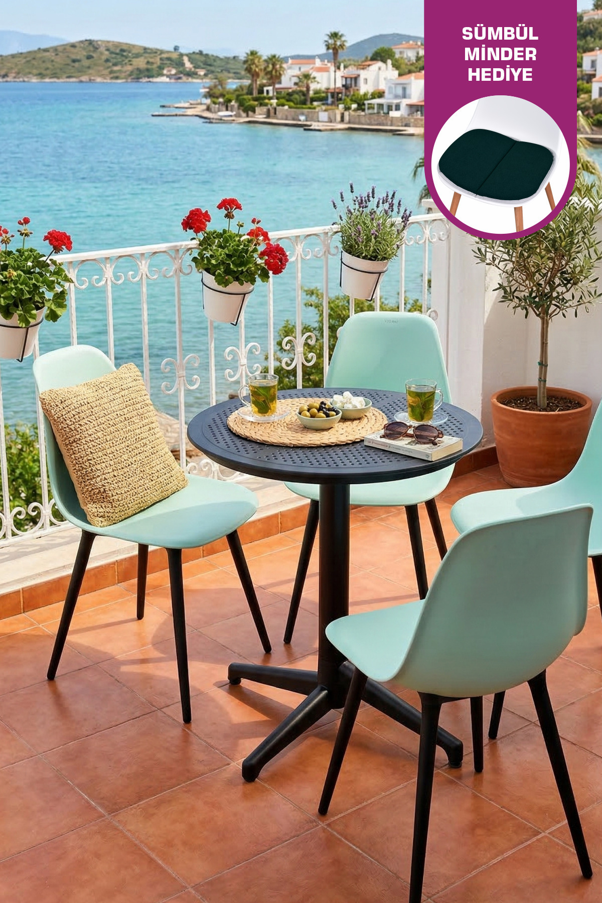 Tilia Plastic Garden Balcony Bistro Set Folding Table 60*60 cm (1+4 Set)