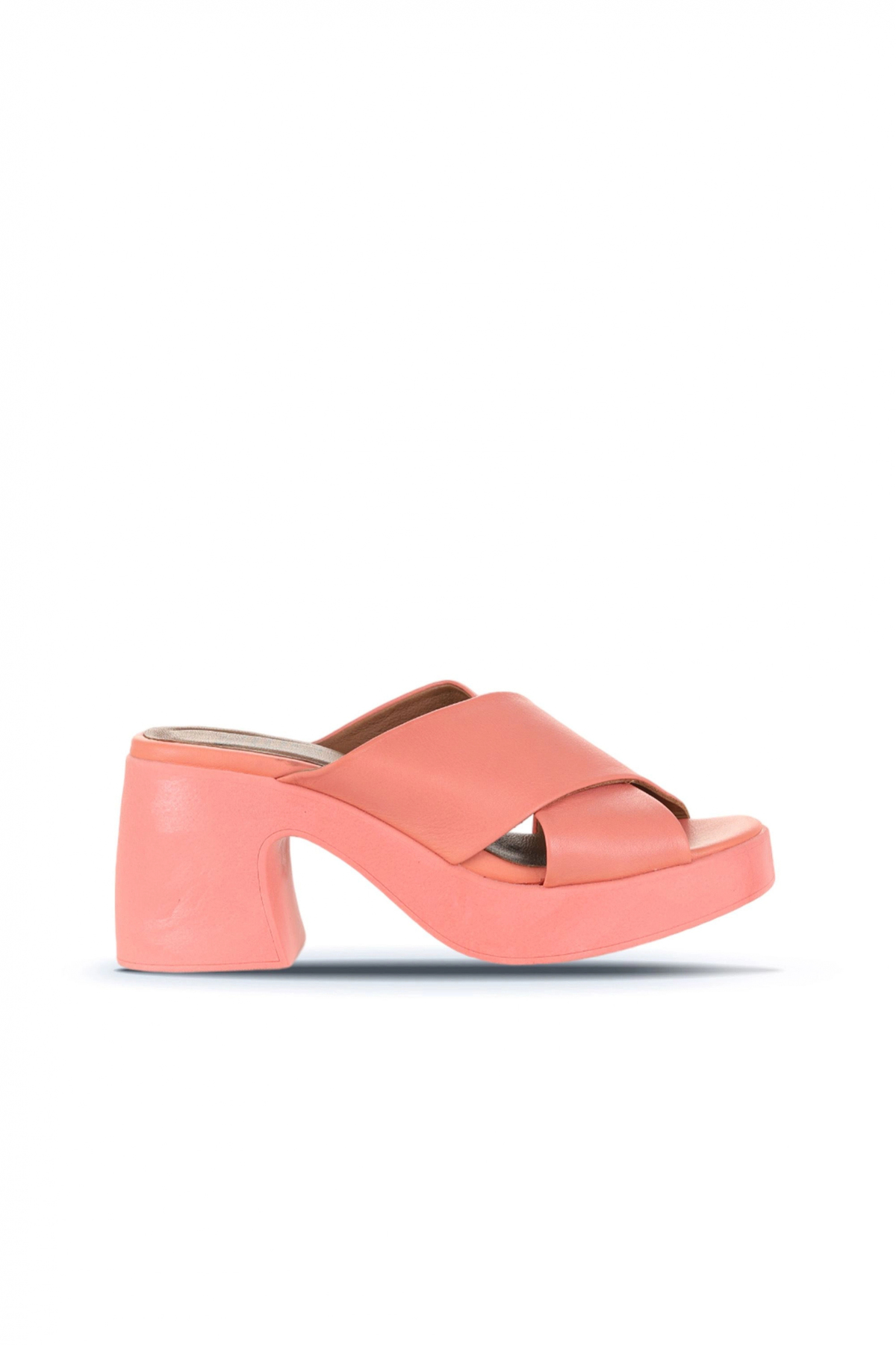 Coral Leather Women's High Heel Slippers 01wy12201