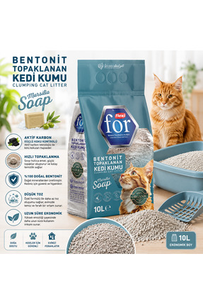 Flexi For Marsilya Sabunu Kokulu Bentonit Topaklanan Premium Kedi Kumu 10 L -...