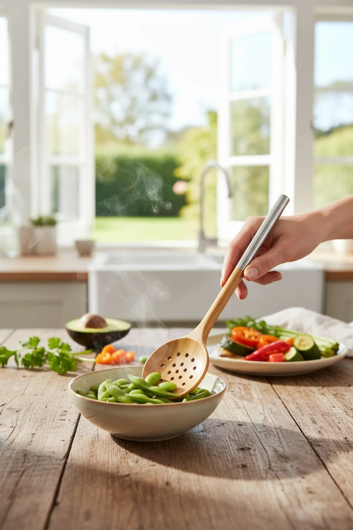 Metal Saplı Bambu Yan Spatula – Doğal Bambu Mutfak Gereci, Şık ve Dayanıklı Spatula