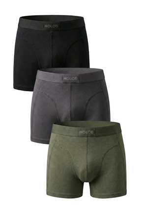 HOLOD Erkek Organik Boxer Brief 3’lü Paket –%95 Organik Pamuk%5 Elastan – Esn...