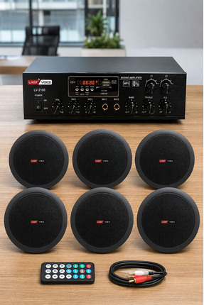 Lastvoice Black Small-6 Tavan Hoparlör ve Anfi Ses Sistemi Paketi