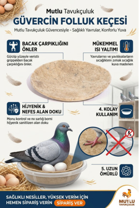 mutlu tavukçuluk Güvercin Folluk Keçesi 1 Adet Yün Keçe Yuvalık Altlığı Kuluç...