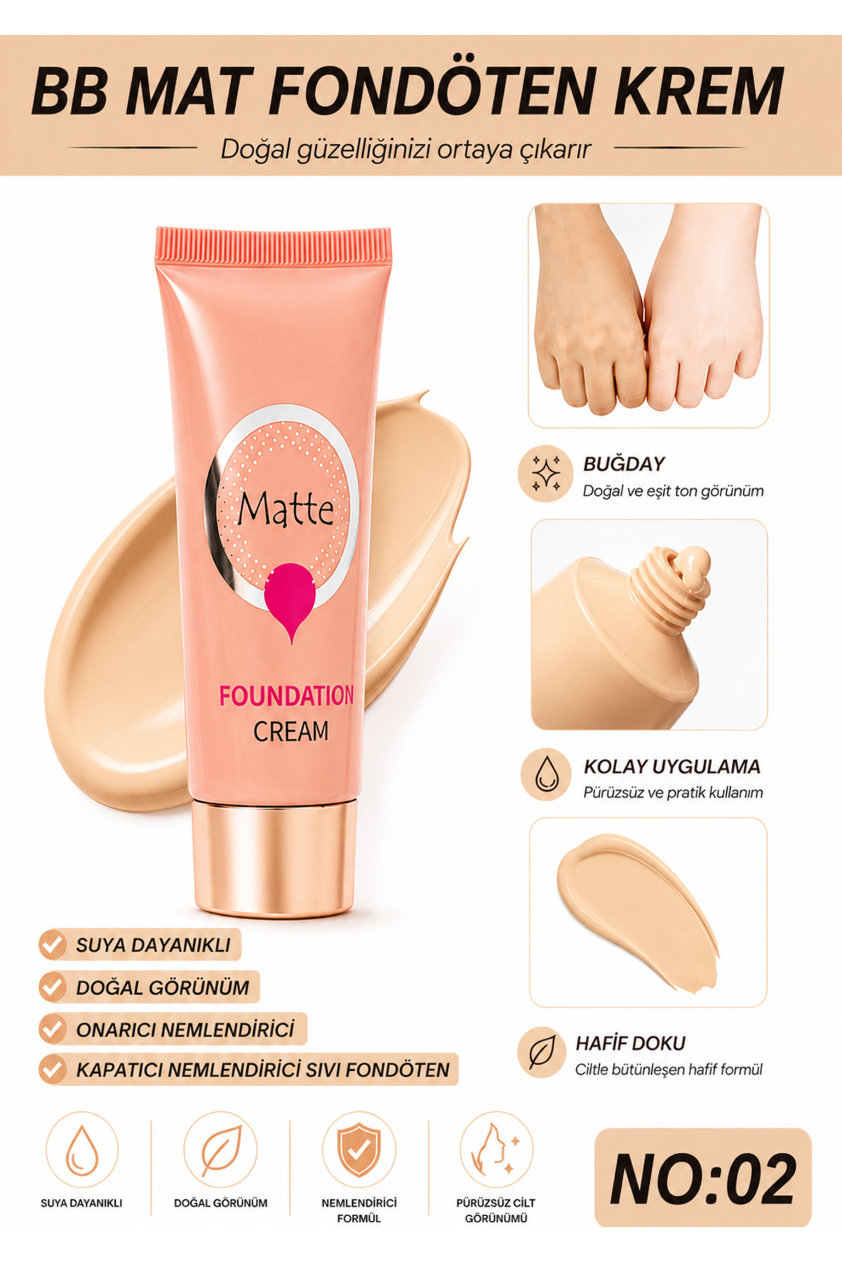 SETBEAUTY BB Mat Fondöten Krem NO:02