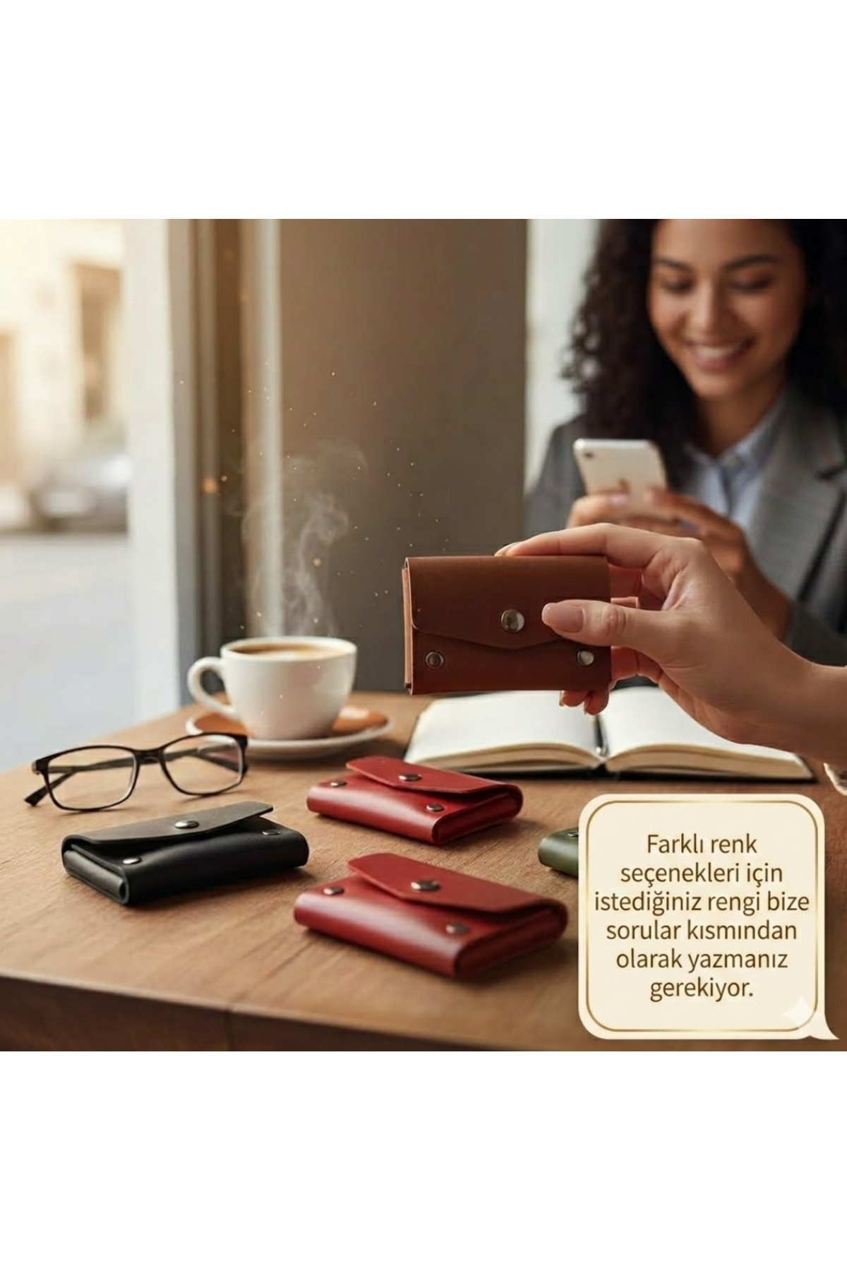 deri Cüzdan Olmeca, Dikişsiz, Çıtçıtlı Model, Leather Wallet Rivet Olmeca, Taba Renk görsel 2