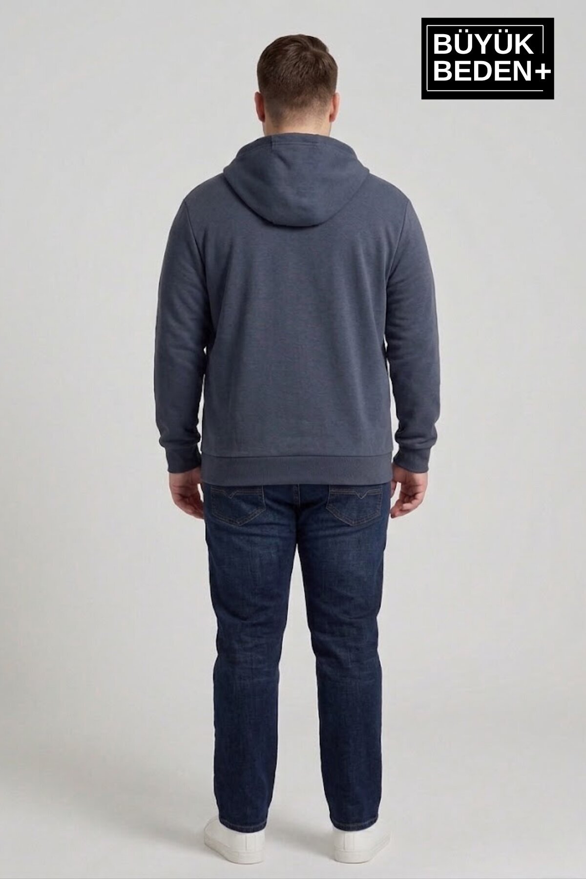 Süperlife Erkek Büyük Beden Fermuarlı Kapüşonlu ince Sweatshirt Hırka - Rahat Kalıp SPR26BHR960 görsel 5