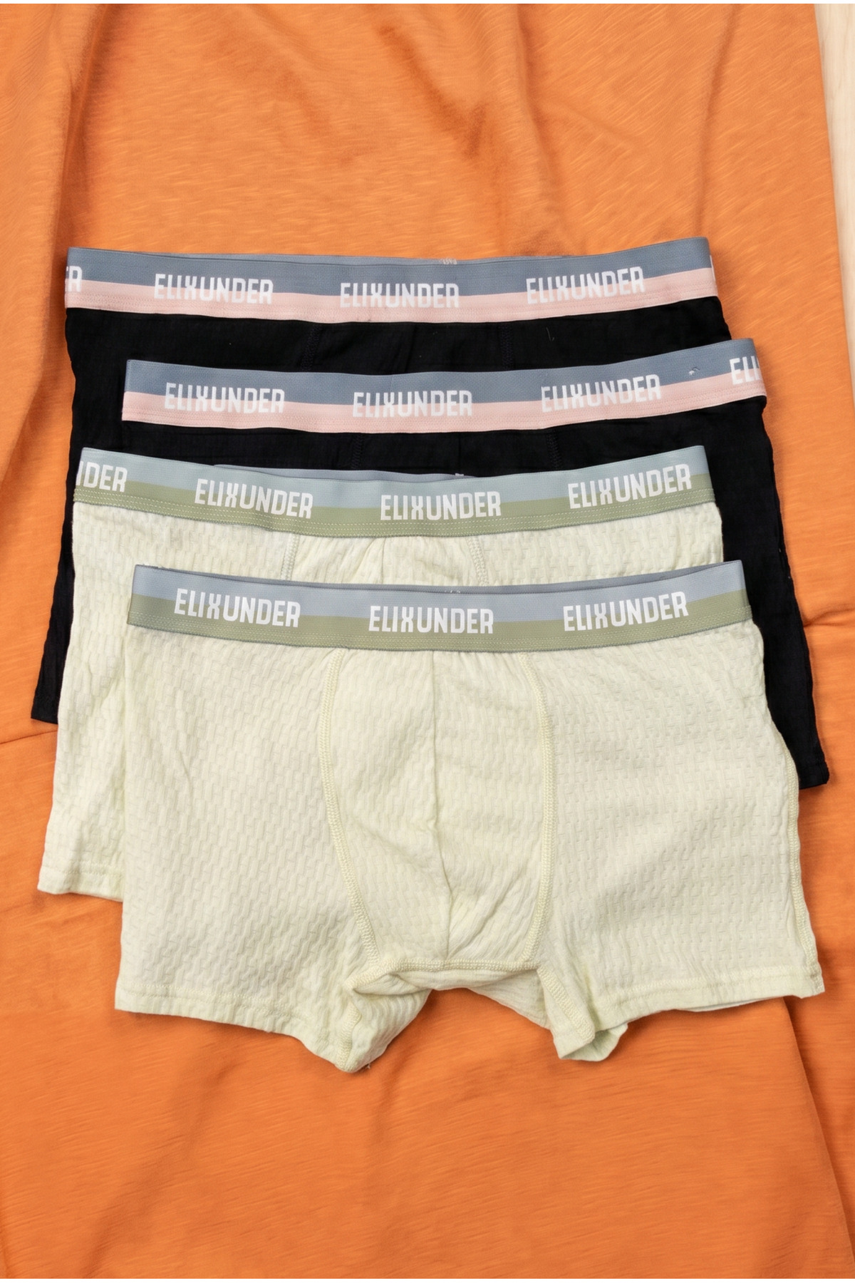 inkarix 4'lü Siyah-Yeşil Erkek Boxer Terletmez Nefes Alabilen Pamuklu Boxer
