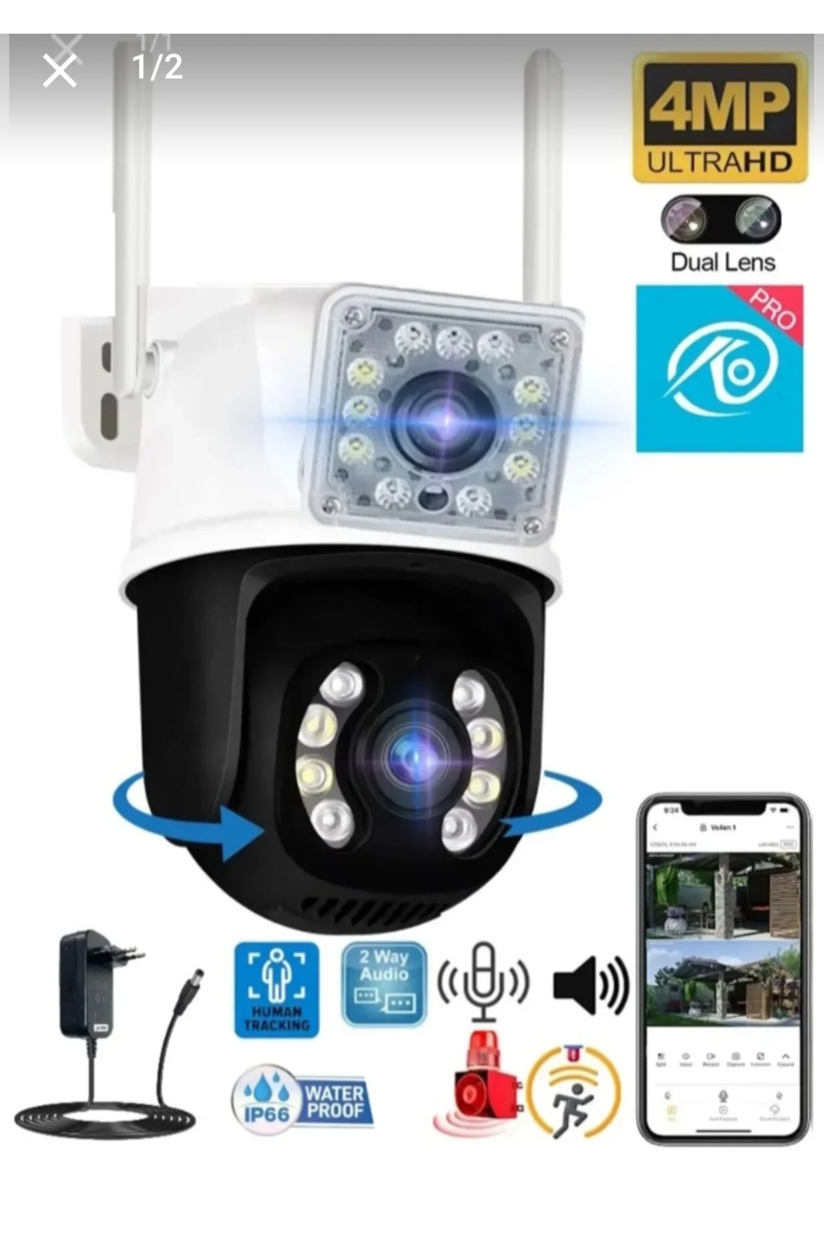 R market Çift Kameralı Gece Görüşlü Wi-fi takip KAMERA 3+3 MP Lens