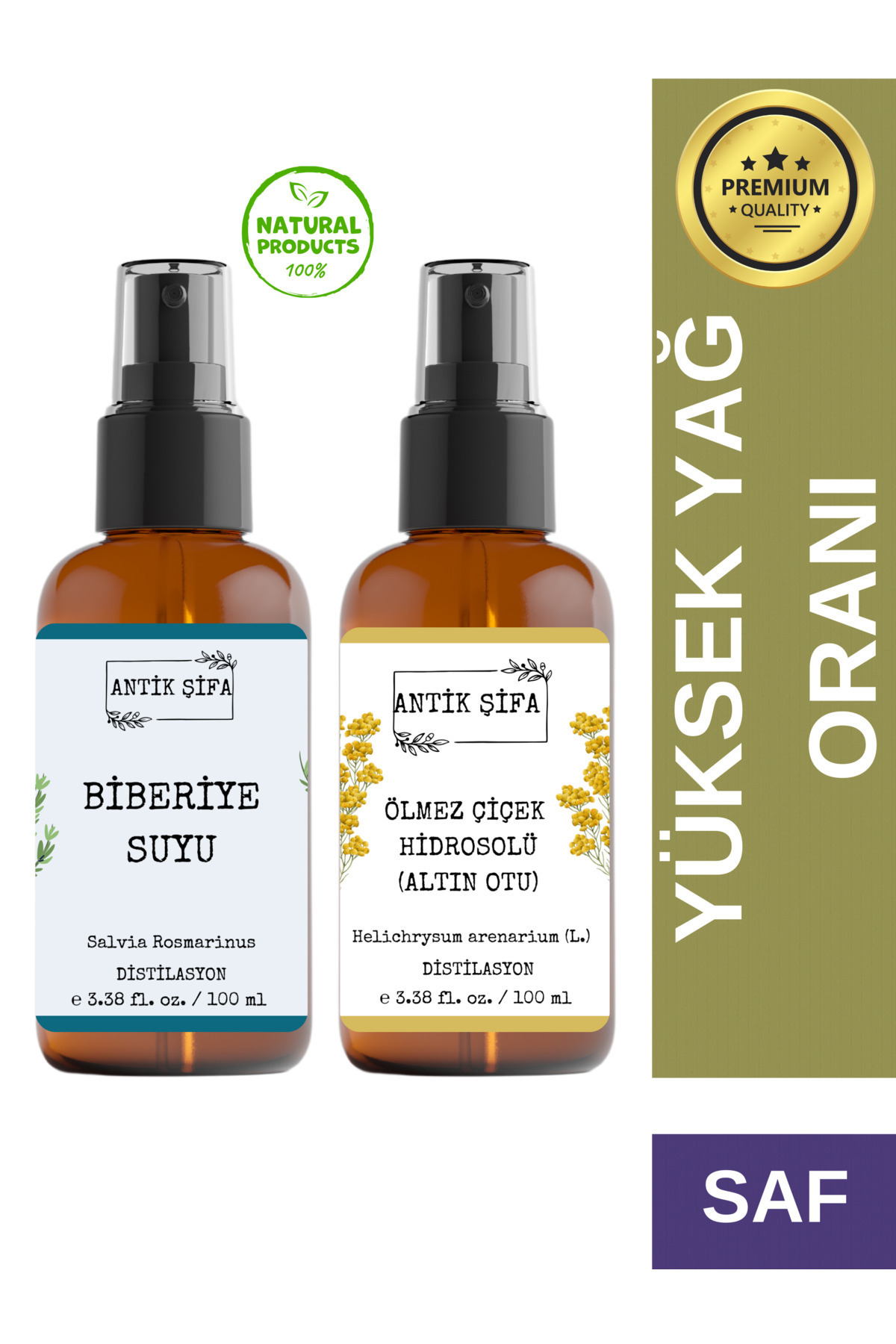 Biberiye Suyu Ve Ölmez Çiçek Suyu Seti - Gergin Hidrosolü Seti (2X100ML) — biberiyeölmezçiçekset1 — تصویر 4 از 5