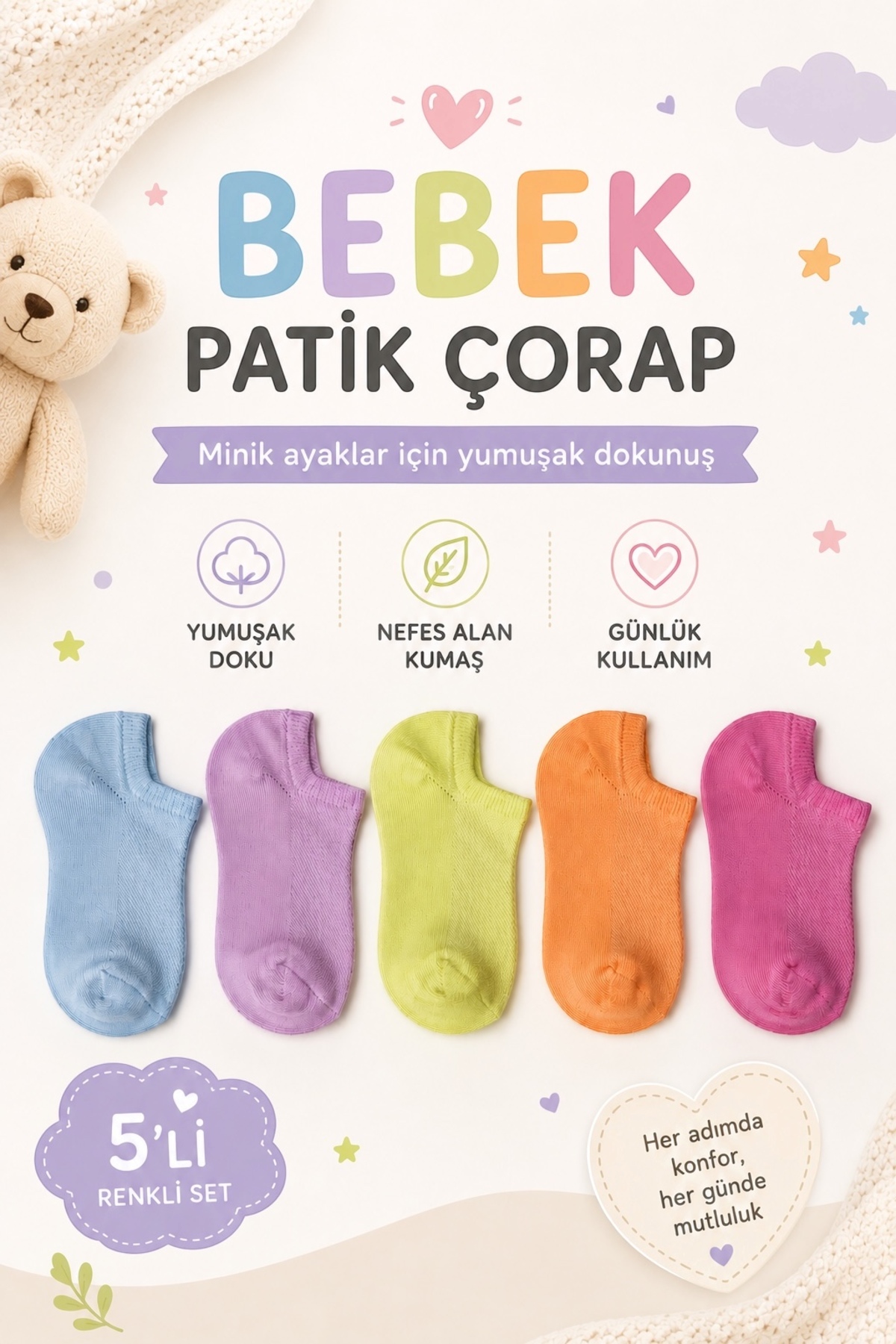 5pcs baby cotton short socks