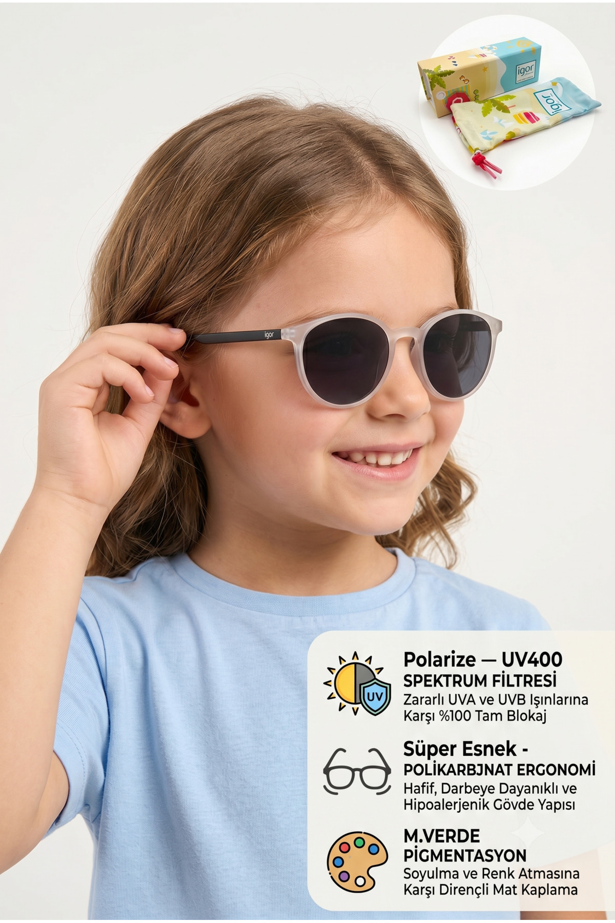 IGOR Çocuk Polarize UV Güneş Gözlük Şeffaf/siyah Ss292(c378