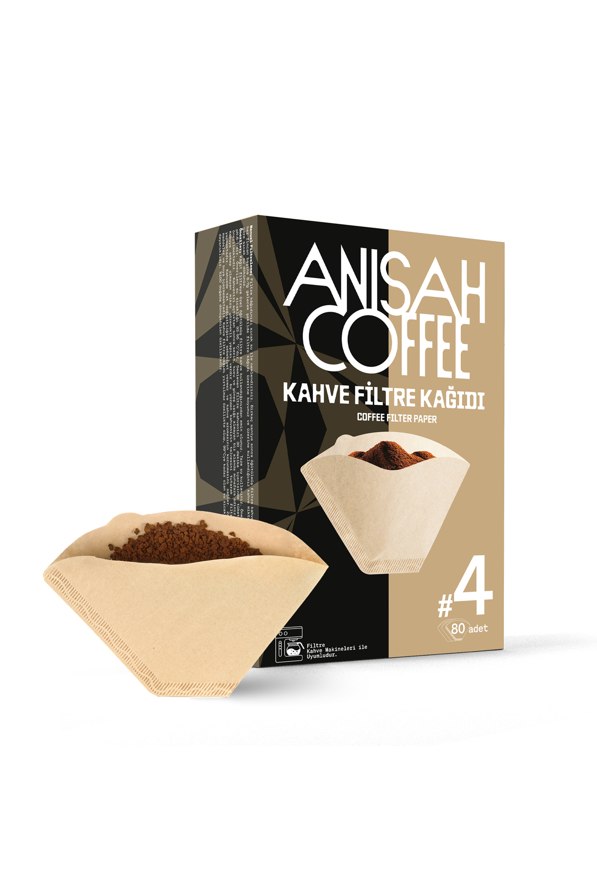 Anisah Coffee Filtre Kahve Kağıdı 4 Numara (80 Adet) | Kokusuz | Kimyasalsız | Doğa Dostu | Yırtılmaz