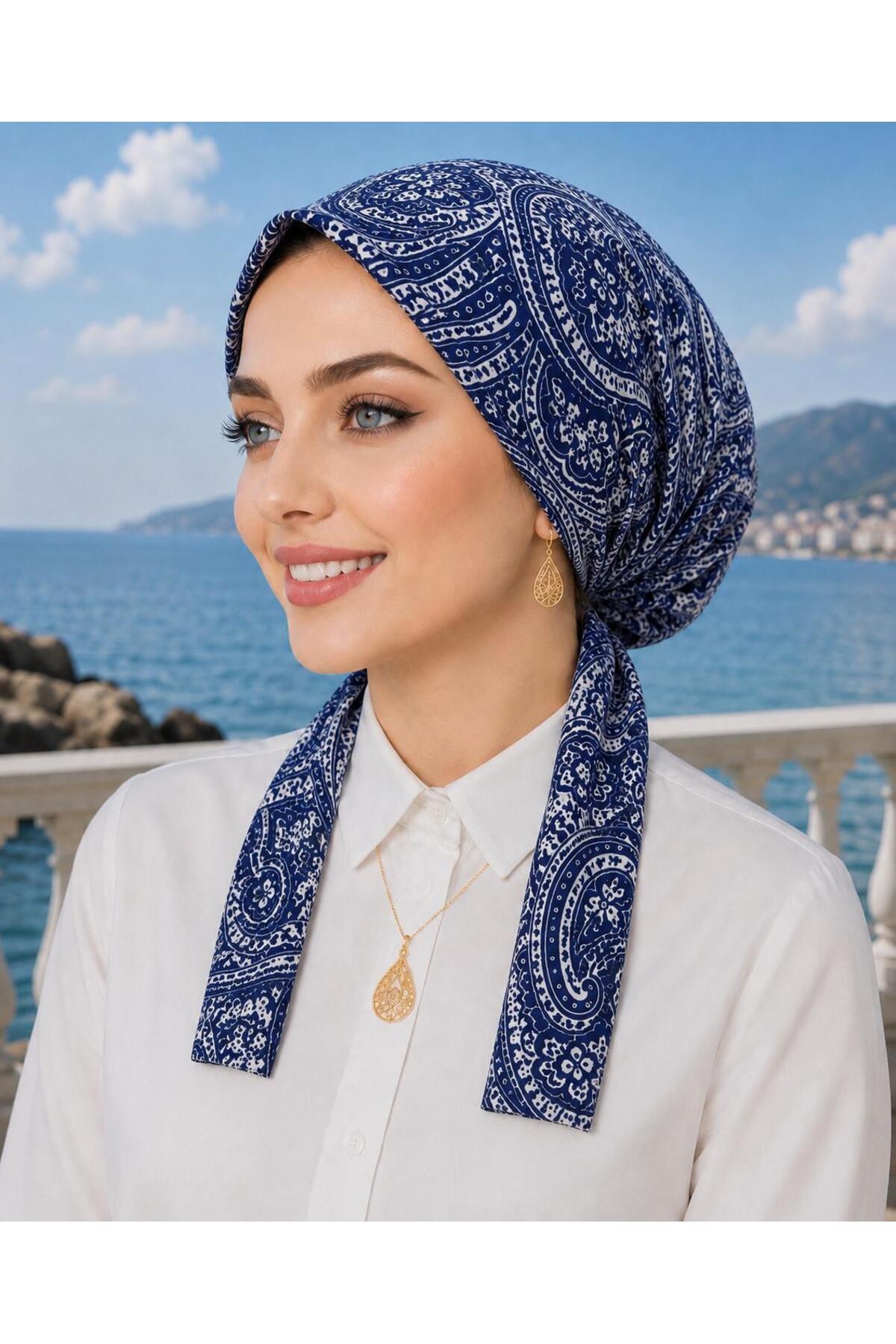 scarf bonnet cotton fabric does not slip,ready , must be tied from the back