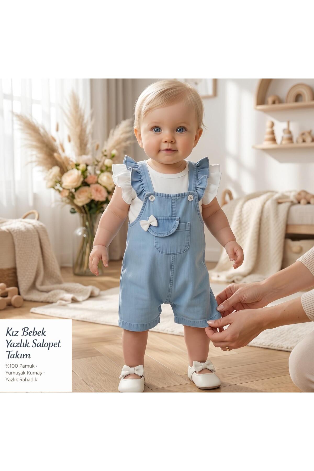 Ruffle Sleeve Detailed Pocket Bottom Snap Jumpsuit Set