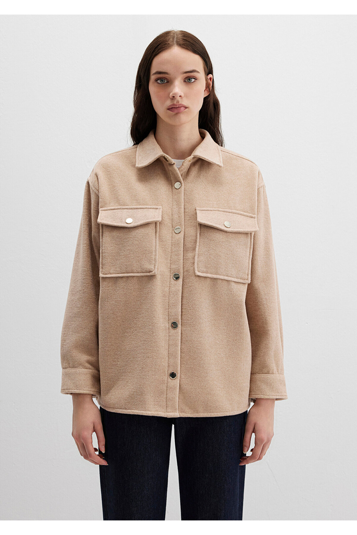 Bej Gömlek Loose Fit / Bol Rahat Kesim 1211281-80084 — بژ — تصویر 3 از 6