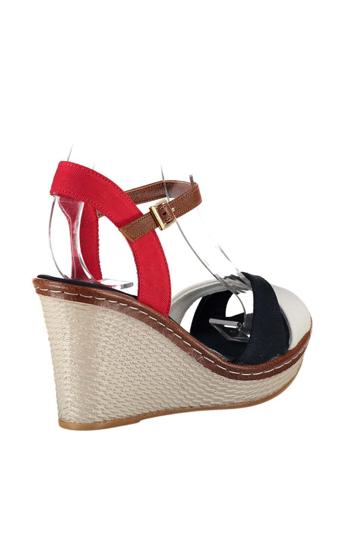 Fox Shoes Laci/Beyaz/Kırmızı Kadın Dolgu Topuklu Ayakkabı 9674040205 görsel 5