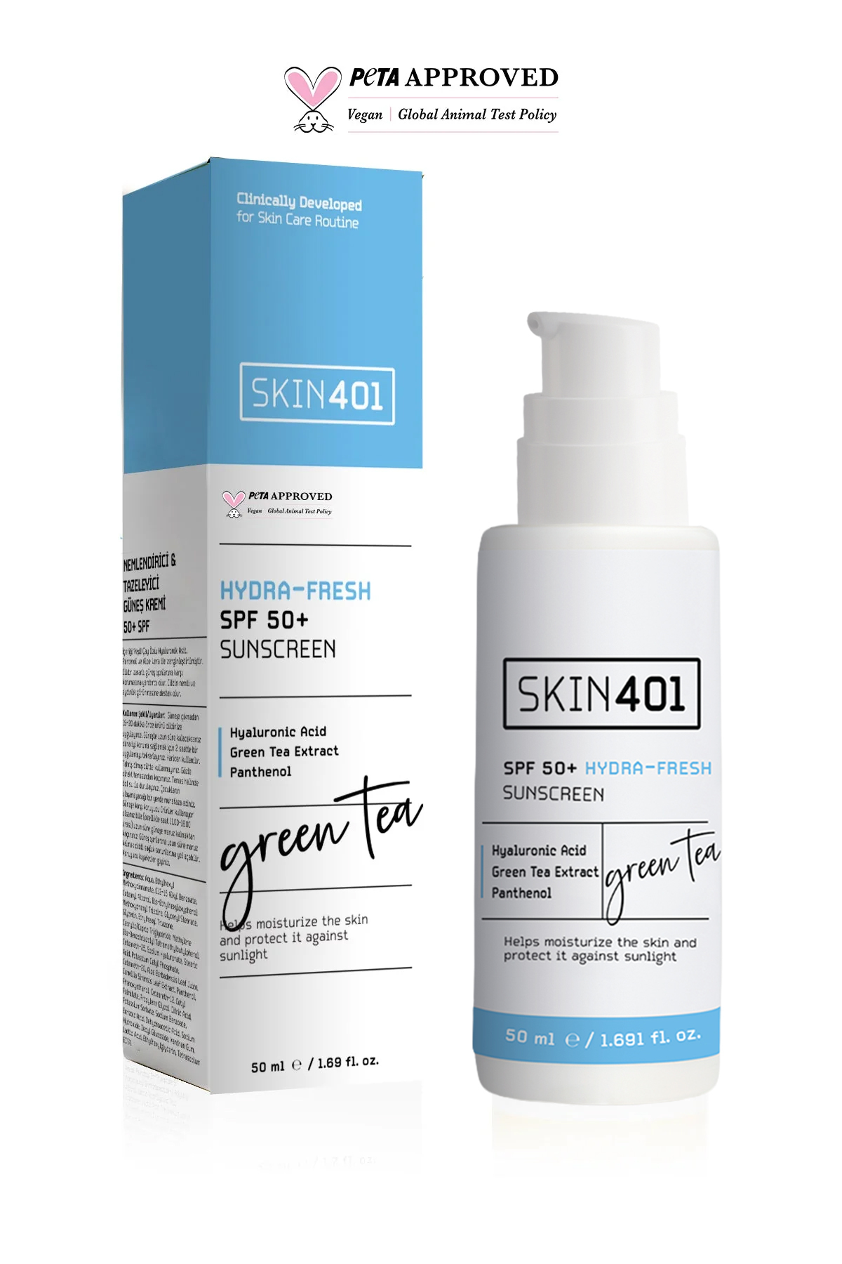 SPF 50+ Hyalüronik Asit + Aloe Vera Nemlendirici Yüz Güneş Kremi 50 ml – Hafif Yapılı, Beyaz İz Bırakmayan — Skin401-301 — تصویر 6 از 8