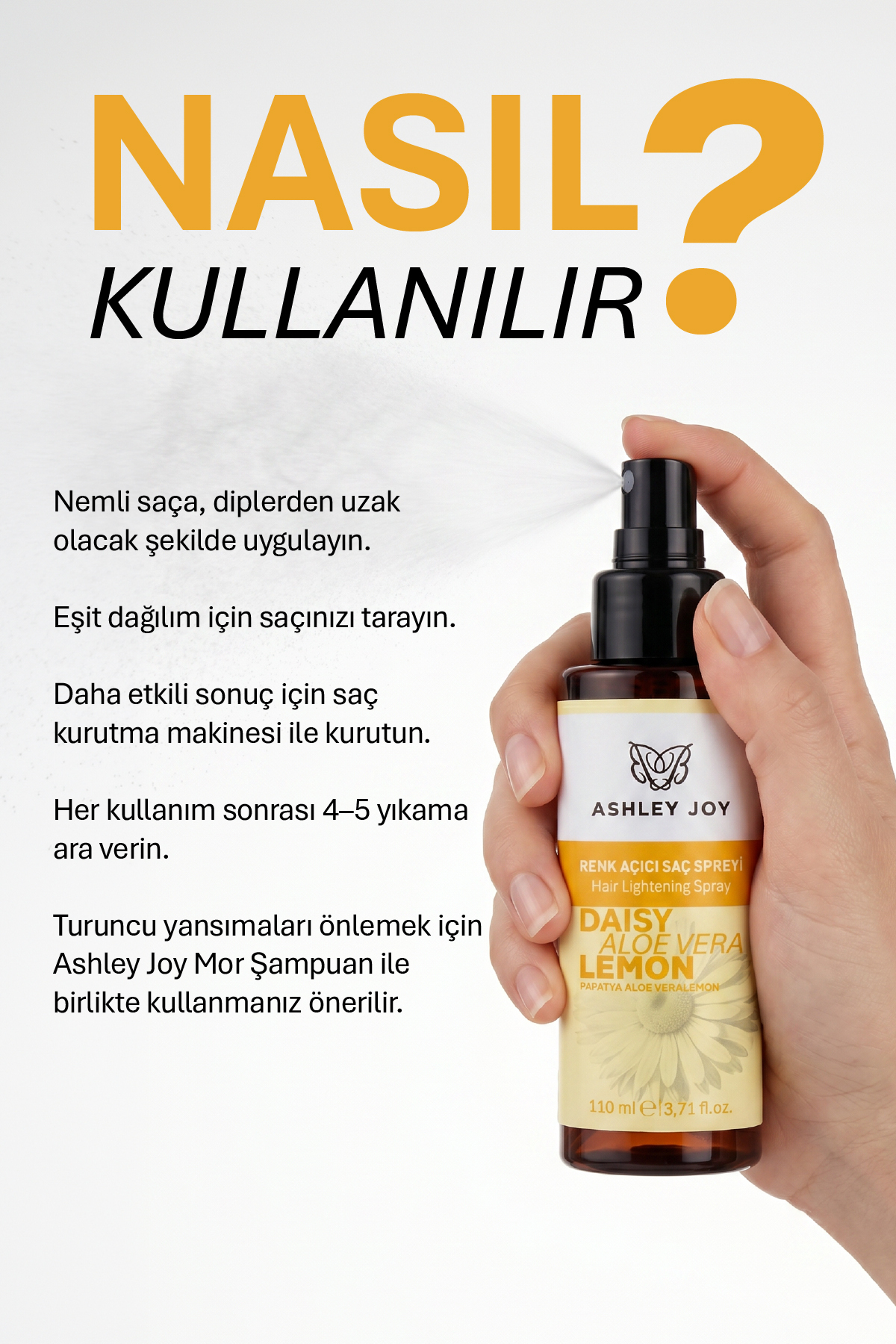 Renk Açıcı Saç Spreyi - Papatya, Limon ve Aloe Vera Özlü Vegan Formül 110 ml — AJ.02.00022 — تصویر 3 از 5
