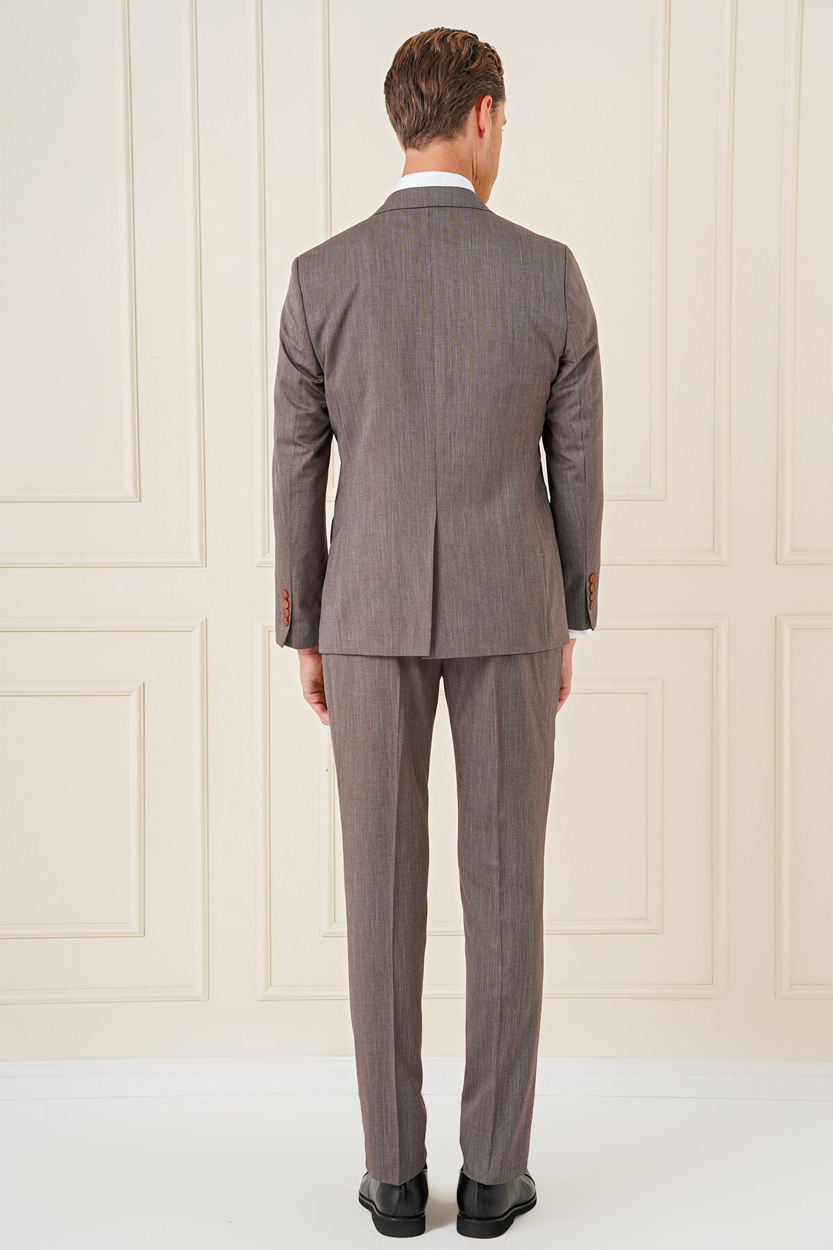 Efor Slim Fit Esnek Yelekli Klasik Vizon Takım Elbise Tk 897 görsel 8