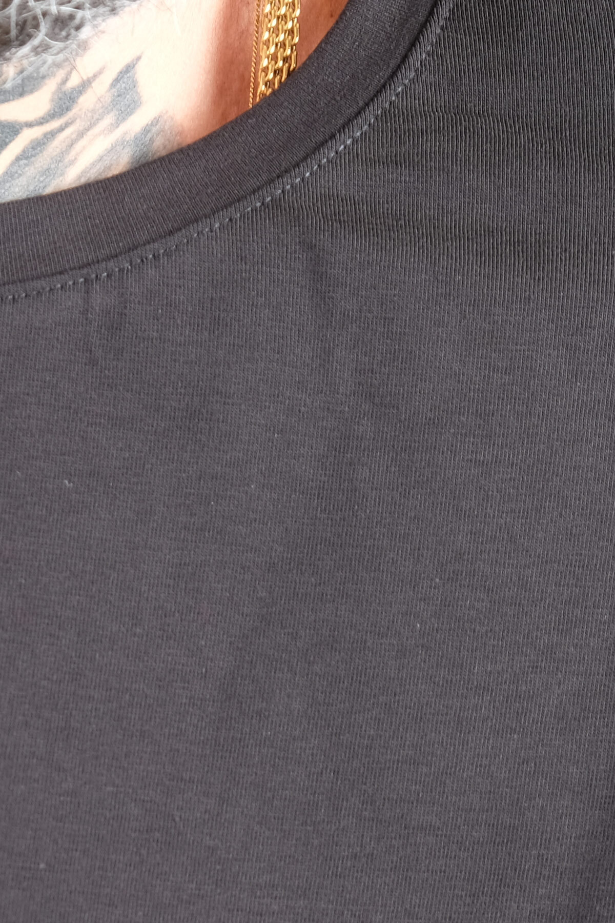 ModeXL Mode XL Büyük Beden Erkek Tshirt Likralı Bisiklet Yaka 20102 Siyah görsel 5