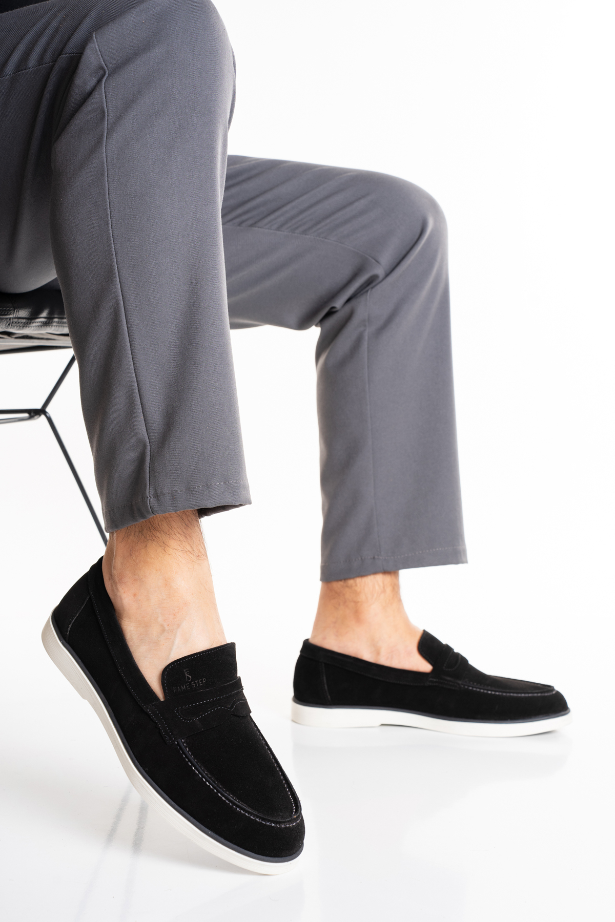 Fame Step Hakiki Deri Erkek Loafer Ayakkabı Siyah Süet Günlük Rahat Casual Mokasen Siena görsel 4