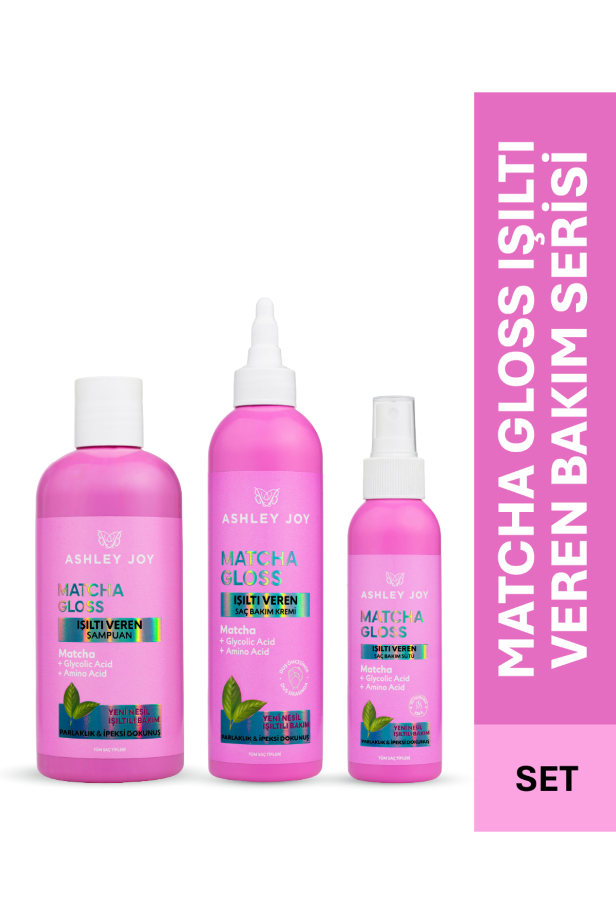 Ashley Joy Matcha Gloss Işıltı Veren 3'lü Saç Bakım Seti - Fiyatı