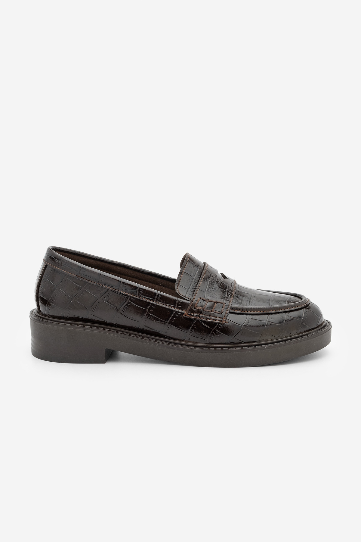 Marjin Kadın Loafer Günlük Klasik Ayakkabı Casual Makosen Fonle Kahve Croco görsel 3