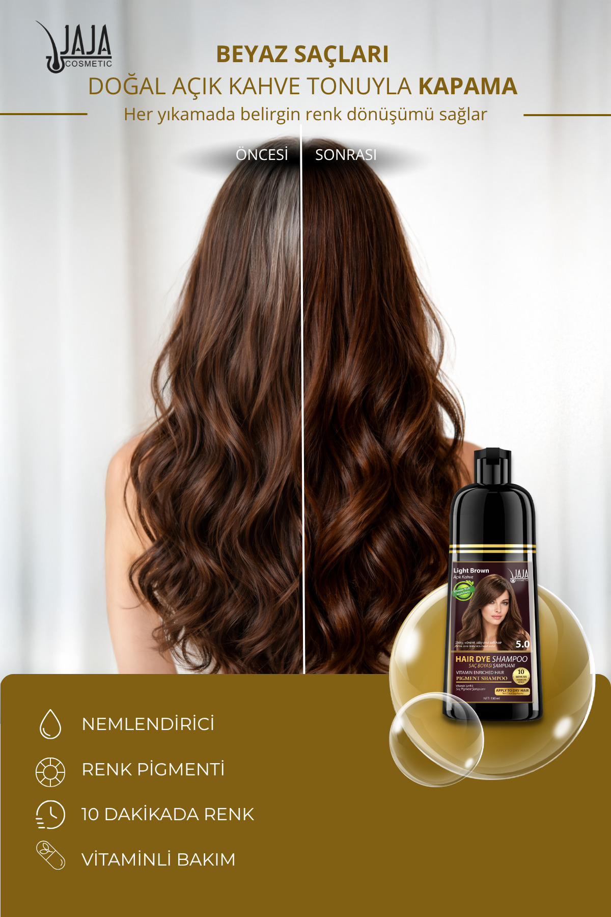 Açık Kahve (Light Brown) Saç Şampuanı 300 ML 5.0 & Vitamin İçerikli — 8684556385013-3 — تصویر 2 از 6