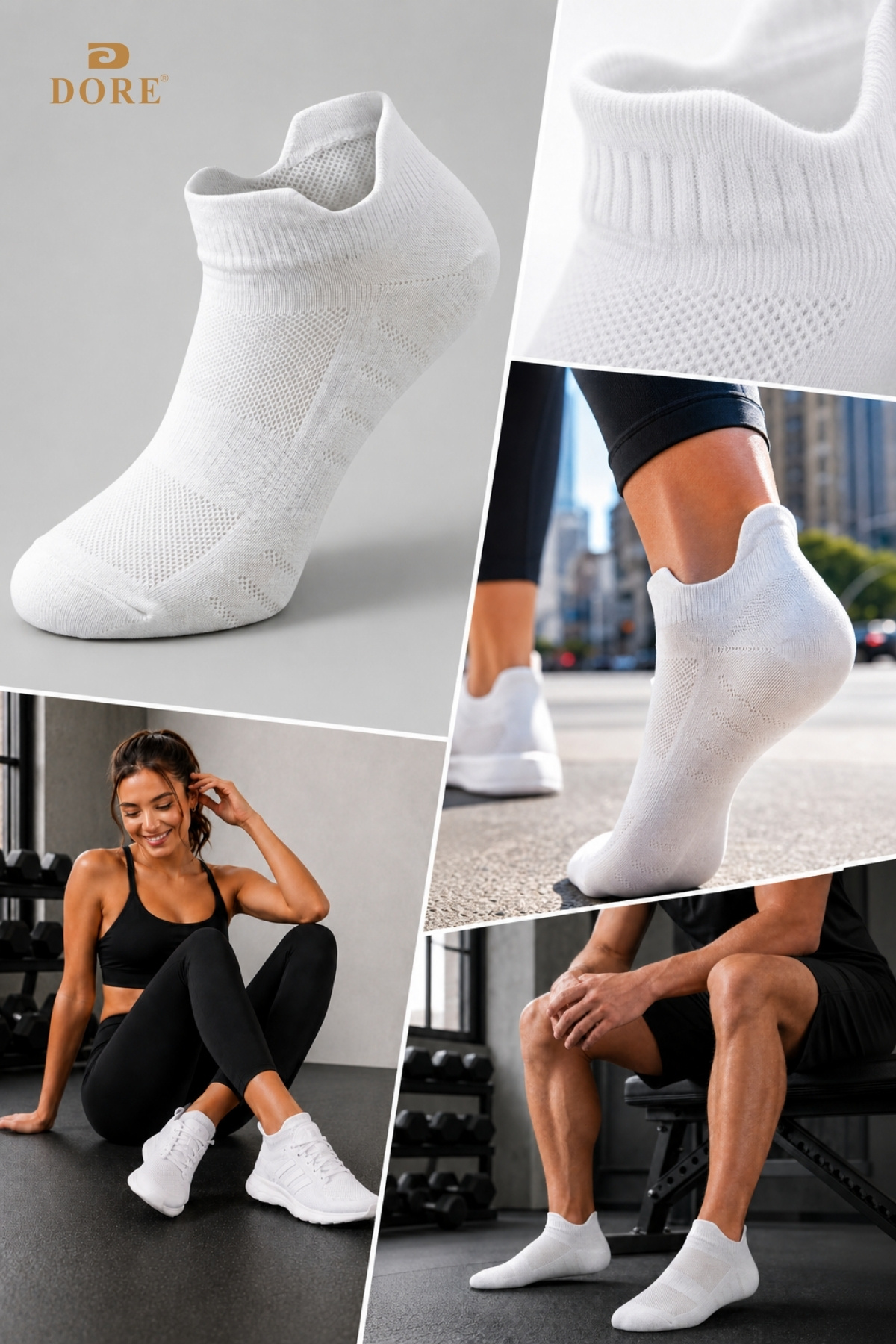 Dore Orijinal 3 Çift Unisex Kulaklı Ayakkabı Arkasını Vurmayan Konfor Modeli Ter Emici Nefes Alan 4 Mevsim Kullanım Özel Tasarım Bilek Boy Premium Pamuklu Günlük 3'lü Sneaker Spor Ayakkabı Çorabı görsel 2