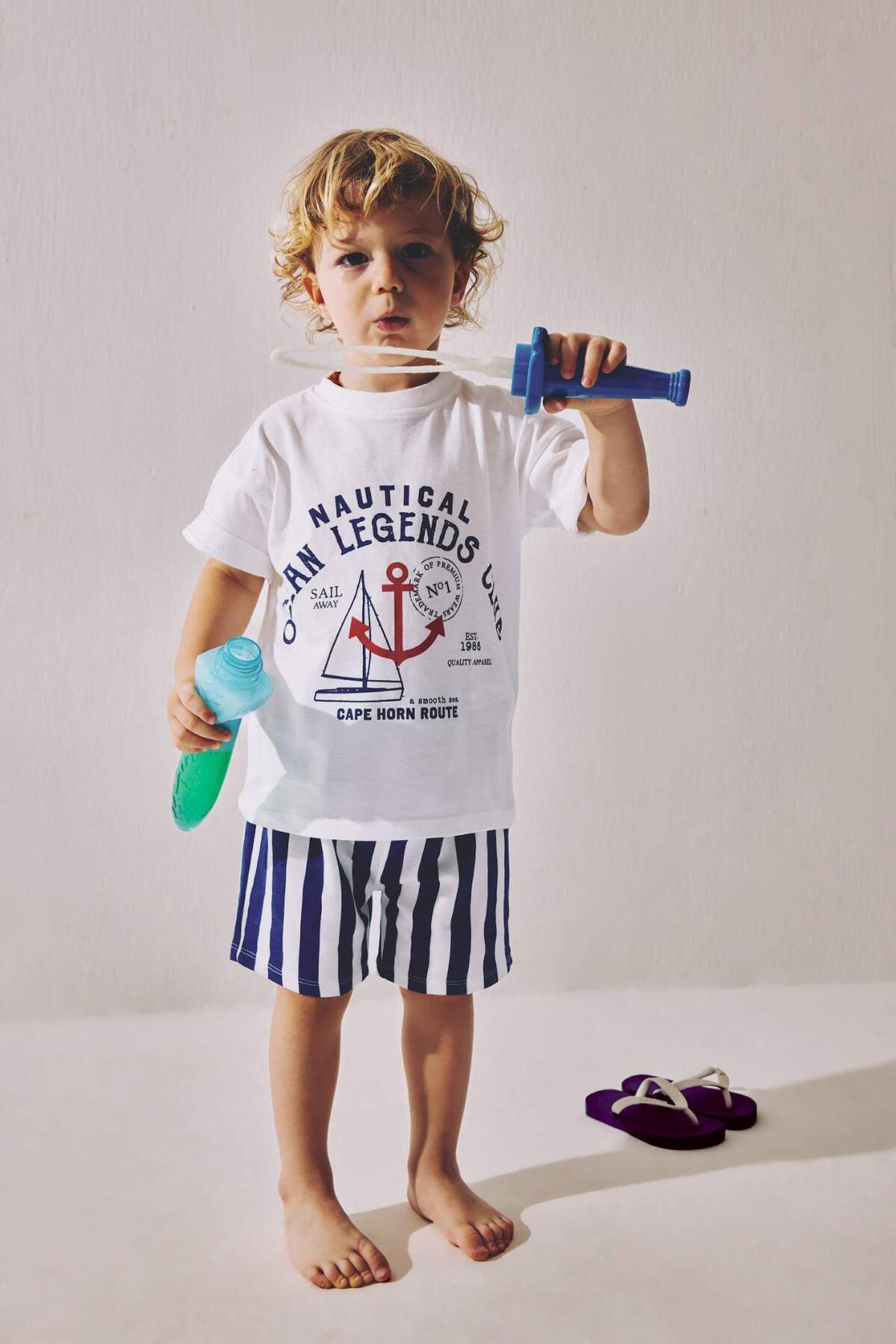 Marine Pattern Short Sleeve T-Shirt Shorts 2pcs Set Baby Boy H7897A526HS