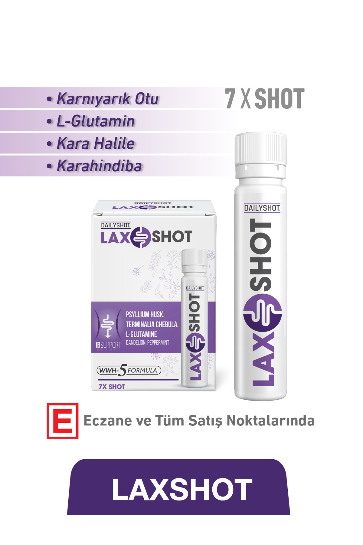 DAILYSHOT LaxShot Karnıyarık Otu, L-Glutamin, Kara Halile