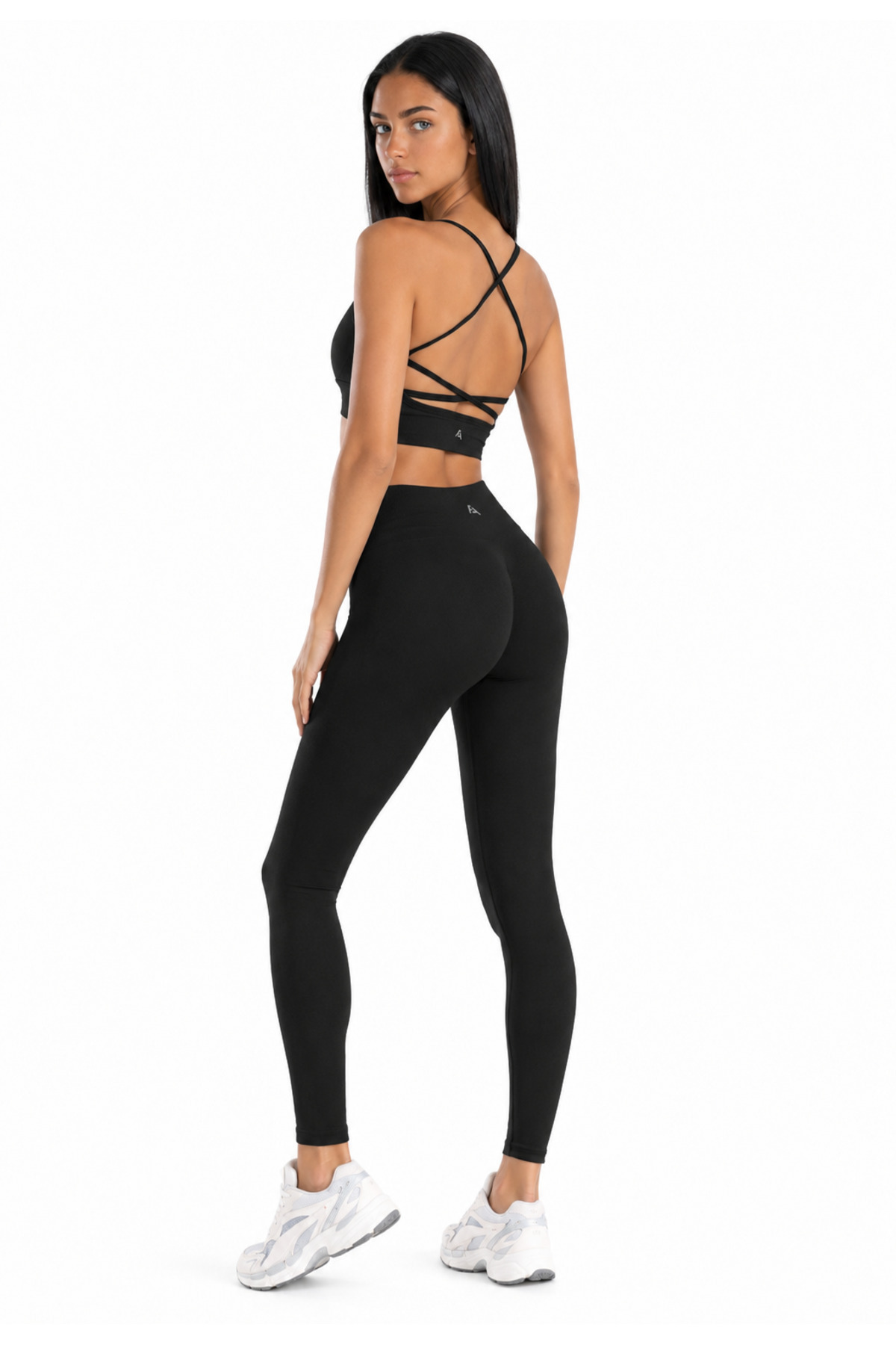 Women's Back Detailed Supported Seamless Sports Bra - Push Up Stretchy Seamless Leggings Set