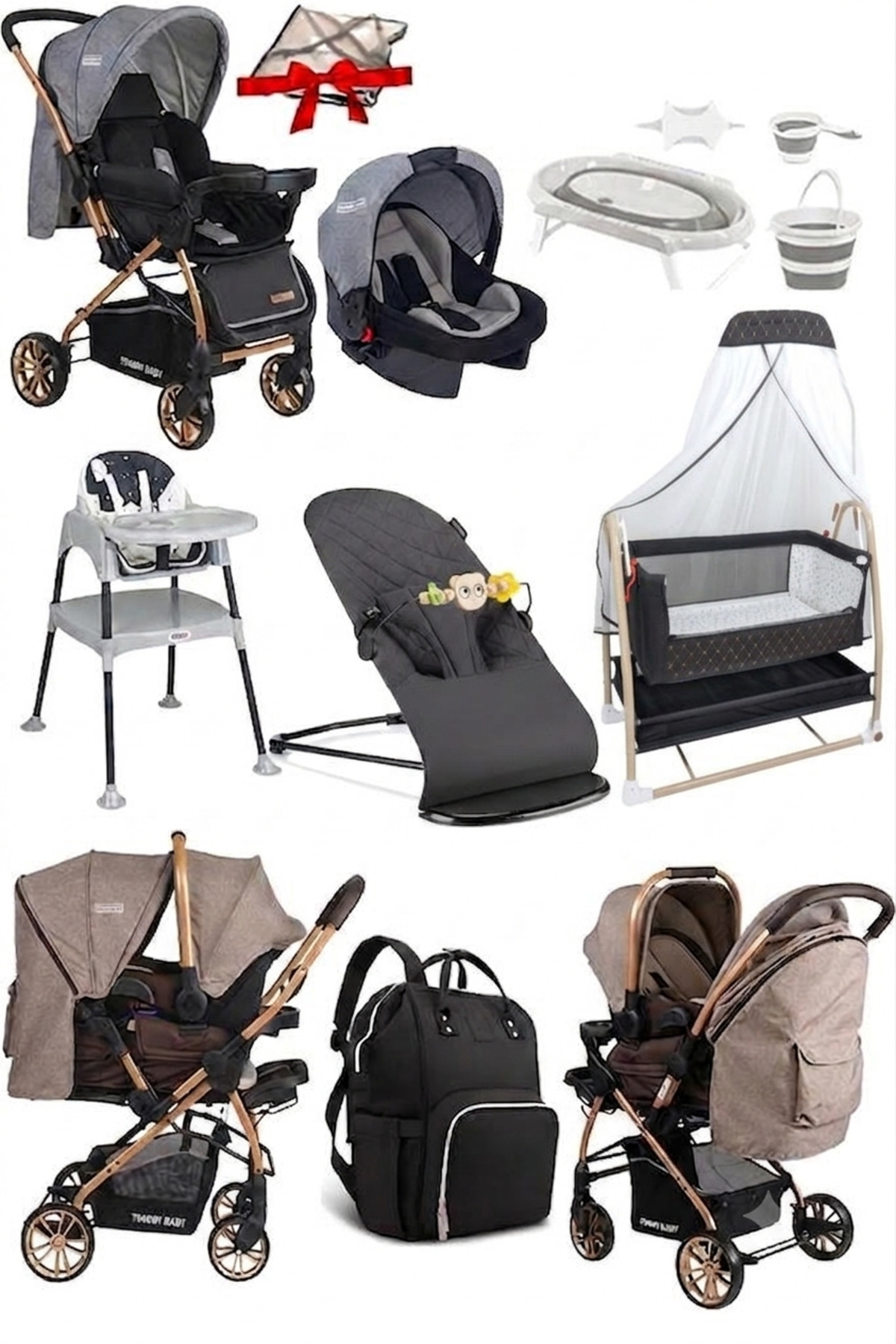 Tommybaby 11 Parça Çeyiz Seti Bebek Arabası,Puset,Anne Yanı Beşik