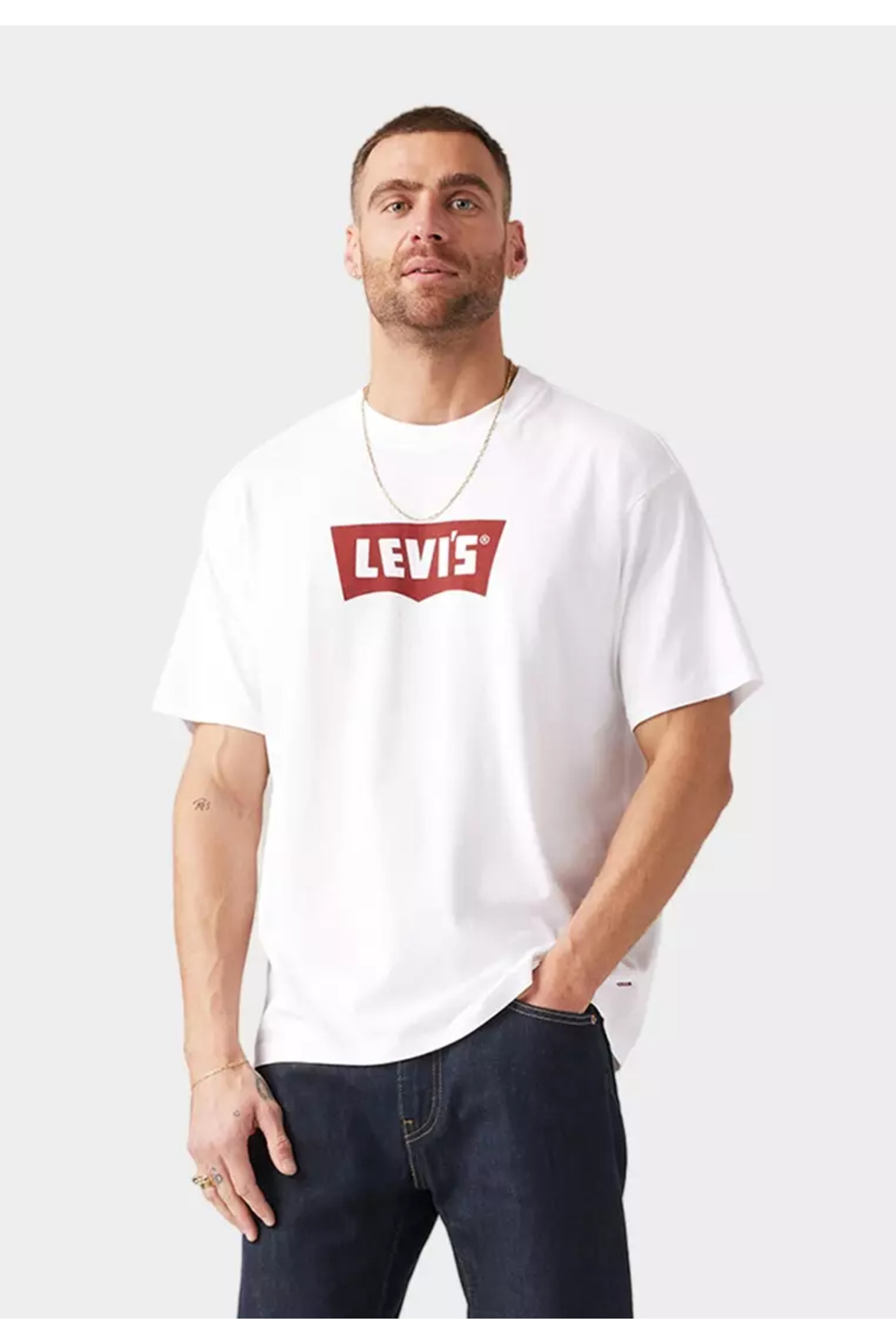 تی شرت مردانه طرح قدیمی سفید گرافیکی - 005F9-0002 لیوایز تی شرت Levi's
