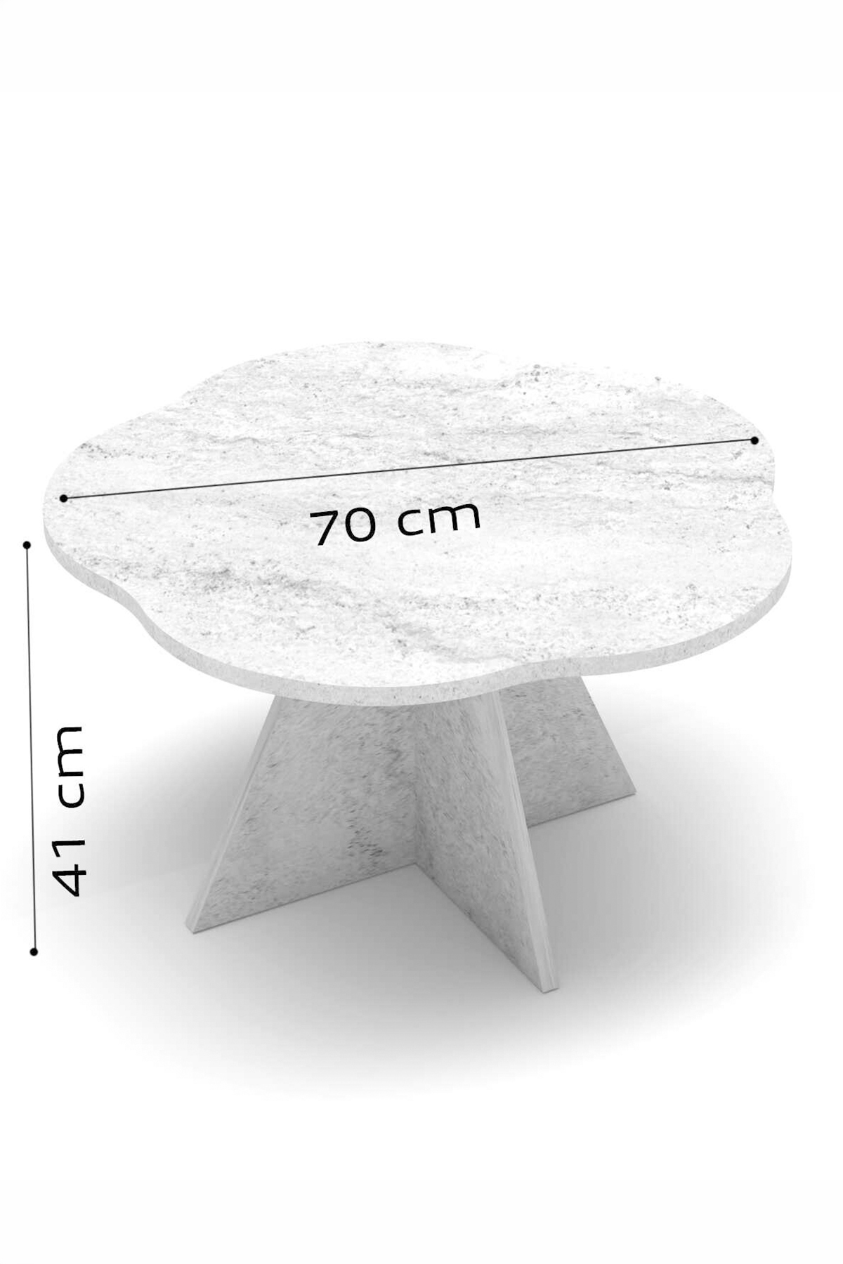 Goldfalez Çiçek Orta Sehpa Beyaz 70 cm görsel 4