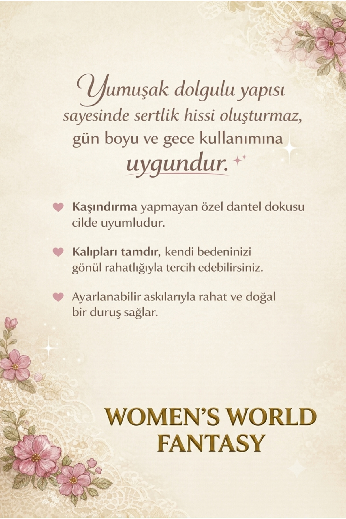 WOMEN'S WORLD FANTASY DESTEKLİ DOLGULU YENİ SEZON İSTİRİDYE SÜTYEN TAKIM görsel 4