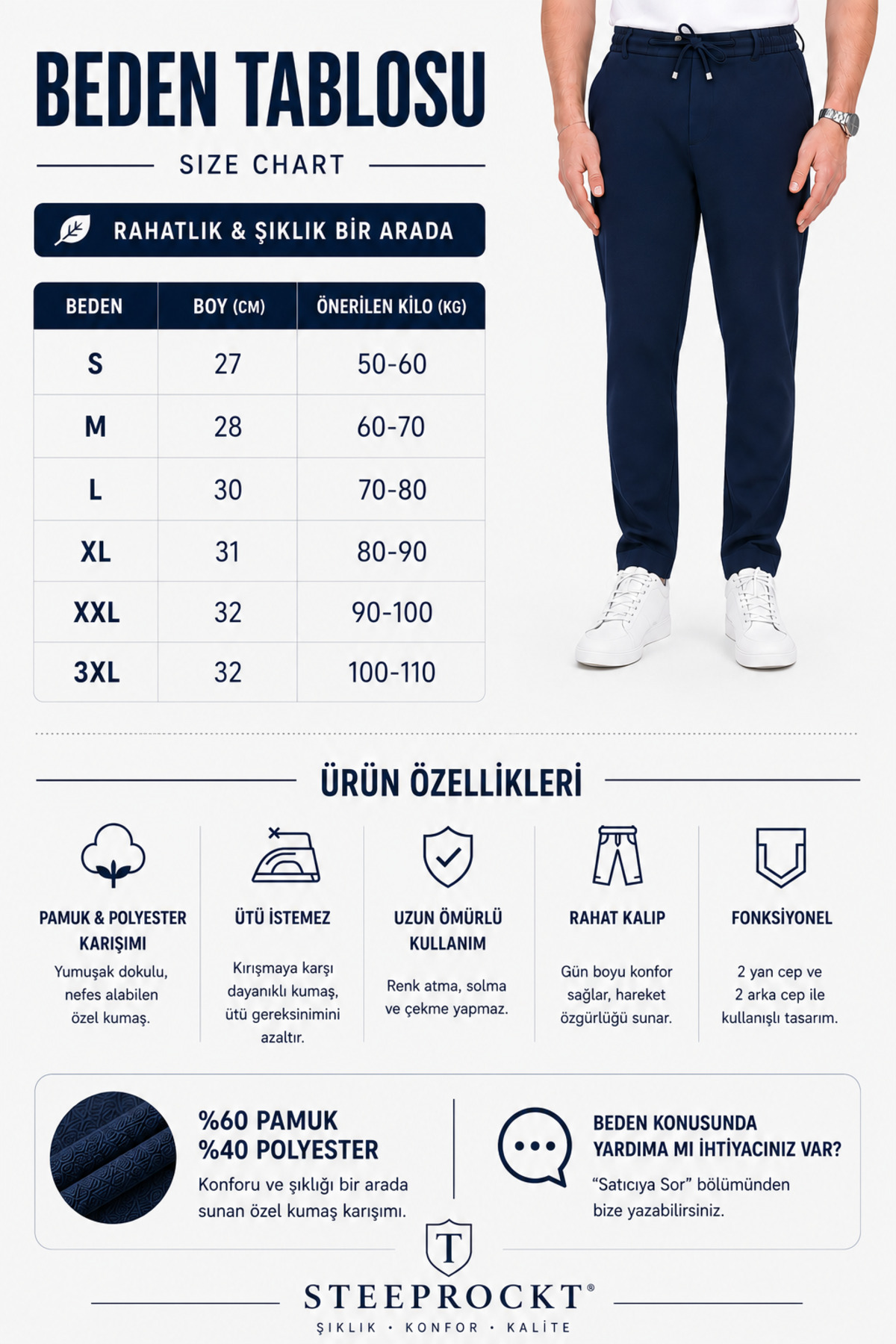 Erkek Gri Jogger Pantolon Beli Bağlamalı Ve Kemerli Arka Cepli Regular Kalıp Rahat Kesim — خاکستری SteepRJogger01 — تصویر 3 از 8