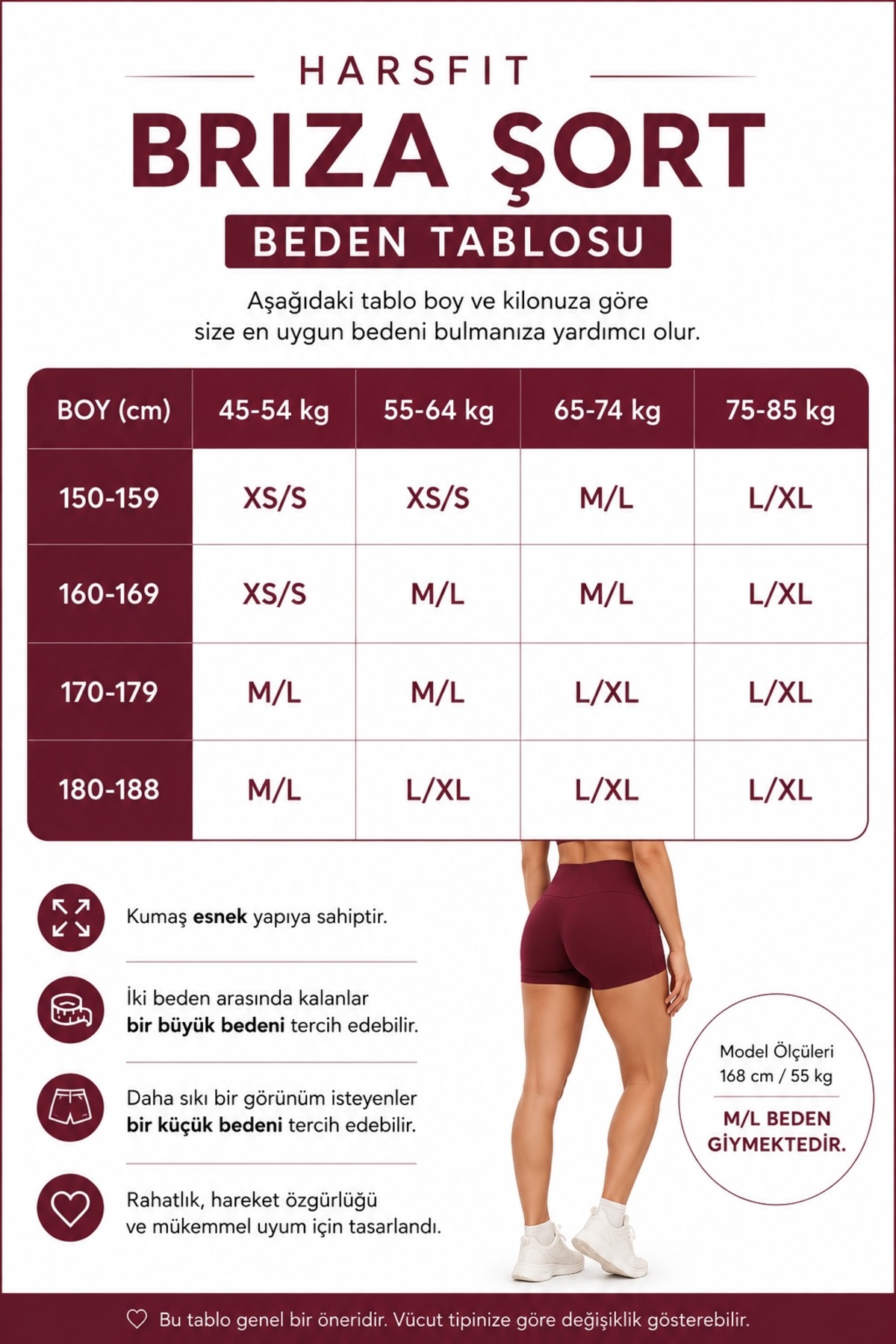 HARSFIT KADIN YÜKSEK BEL SCRUNCH TOPARLAYICI BORDO KISA ŞORT TAYT 13 CM PUSH UP FİTNESS SPOR TAYT görsel 8