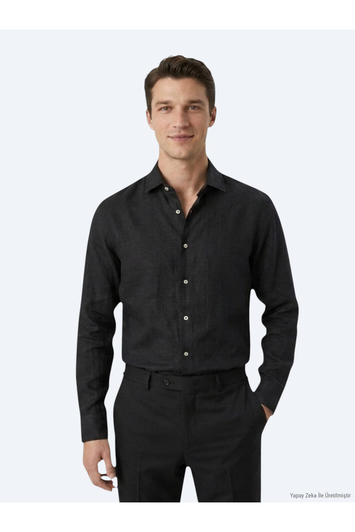 Kip Siyah Regular Fit Uzun Dokuma Casual Pamuk Karışımlı Gömlek — مشکی 53816