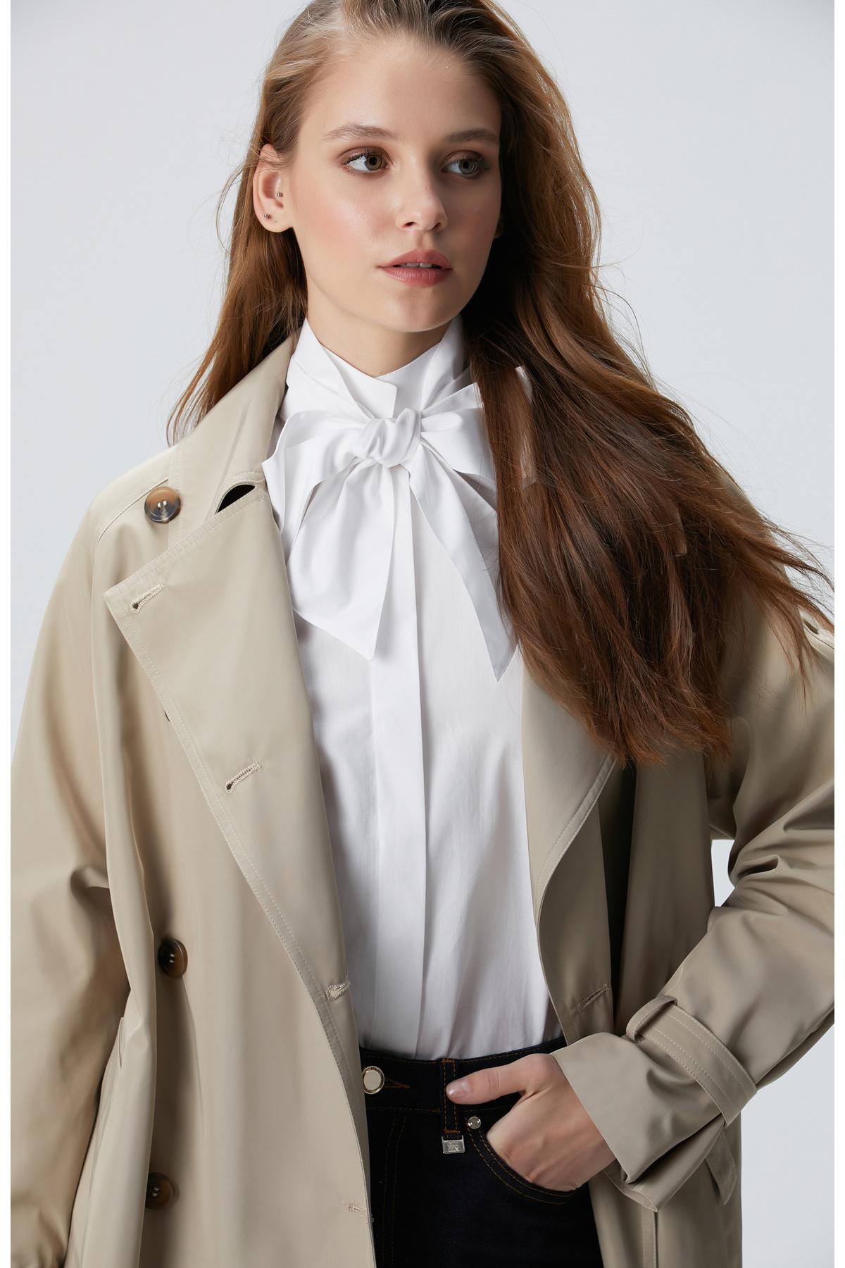 Network Bej Trench Coat görsel 2